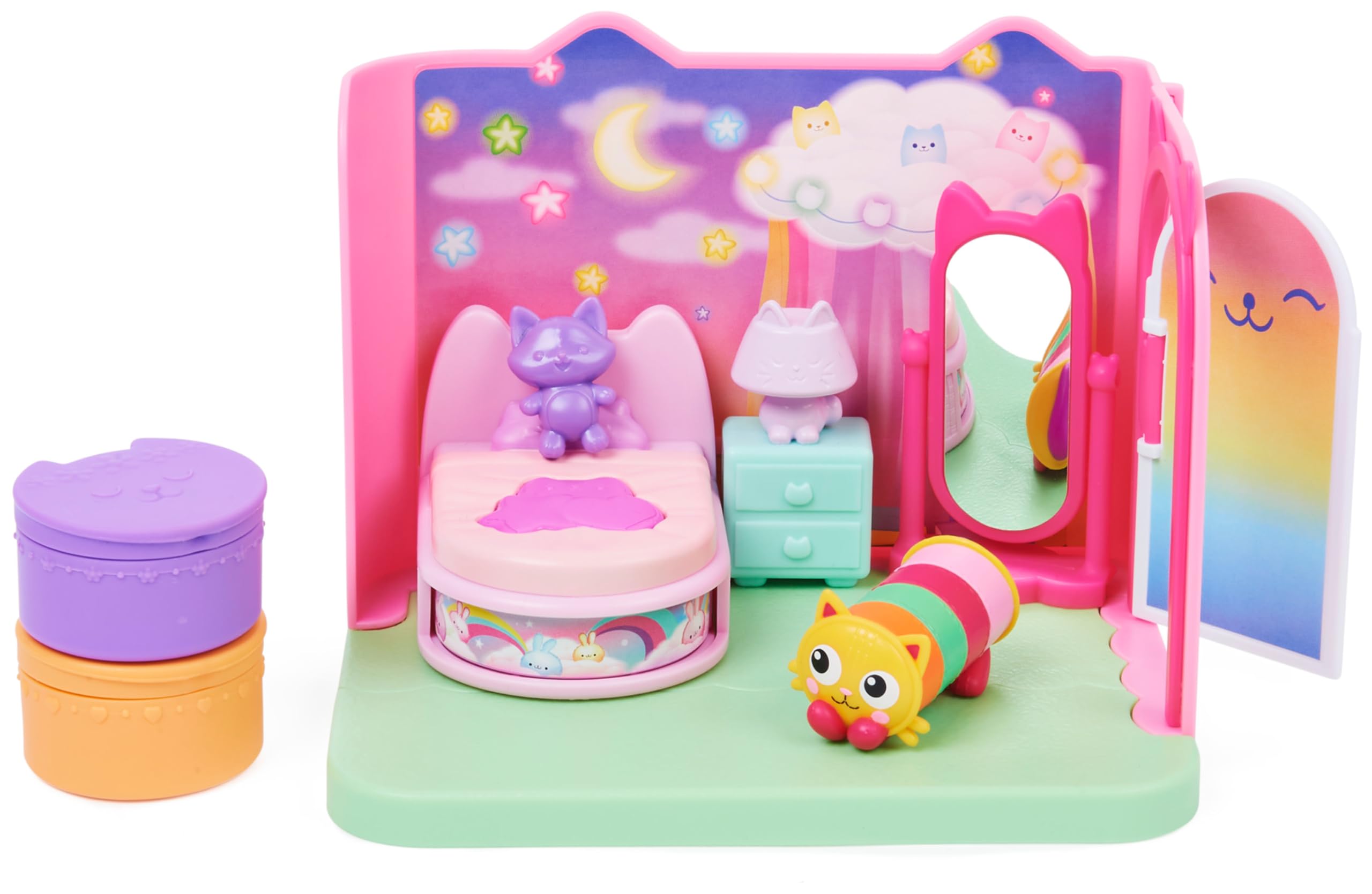 La Casa De Muñecas De Gabby - Dormitorio De Sueñigata Con 1 Figura Sueñigata, 3 Accesorios, 2 Caja Sorpresa Y 3 Muebles | Juguetes Niñas 3 Años O Más | Regalo Niña 3 Años O Más De Gaby Gato