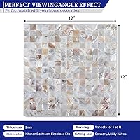 Vista 5 de MOP Mosaico natural de nácar cuadrado sin costuras para baño cocina 12 "x 12" malla de fibra 1 hoja