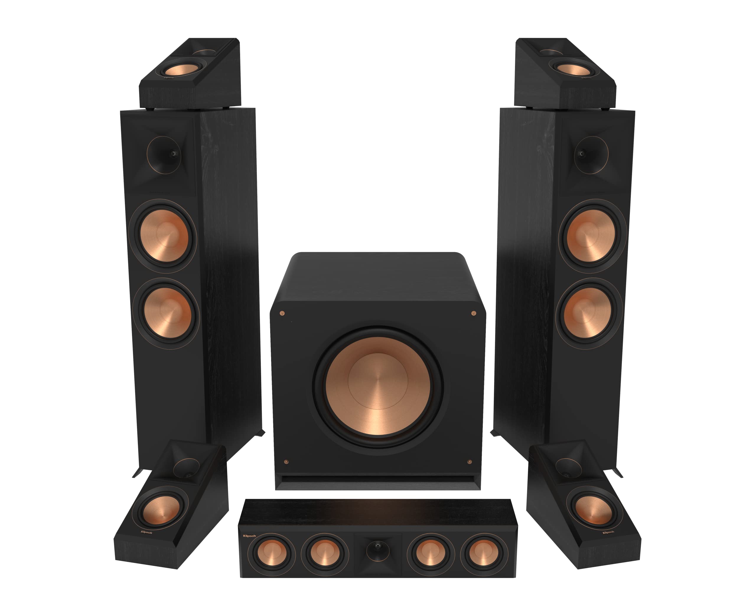 Klipsch 5.1.2 Ebony System - Model RP-8000F II, RP-404C II, RP-500SA II, RP-1600SW