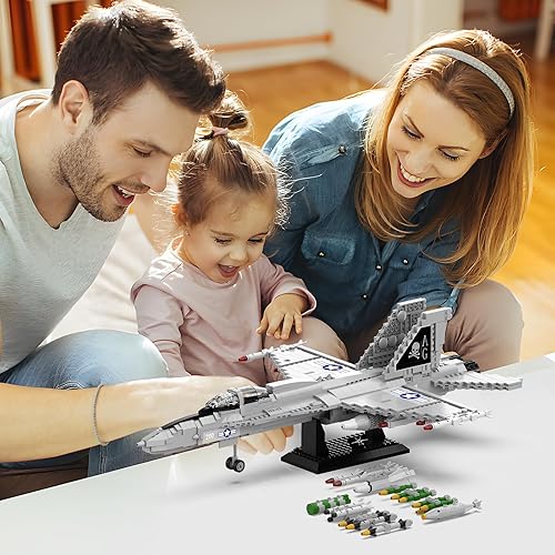 Miniatura 6 de JMBricklayer Juego de construcción de aviones de combate militar 60005, FA-18 Strike Fighter Airplane Toys, coleccionable o exhibir, juguetes de