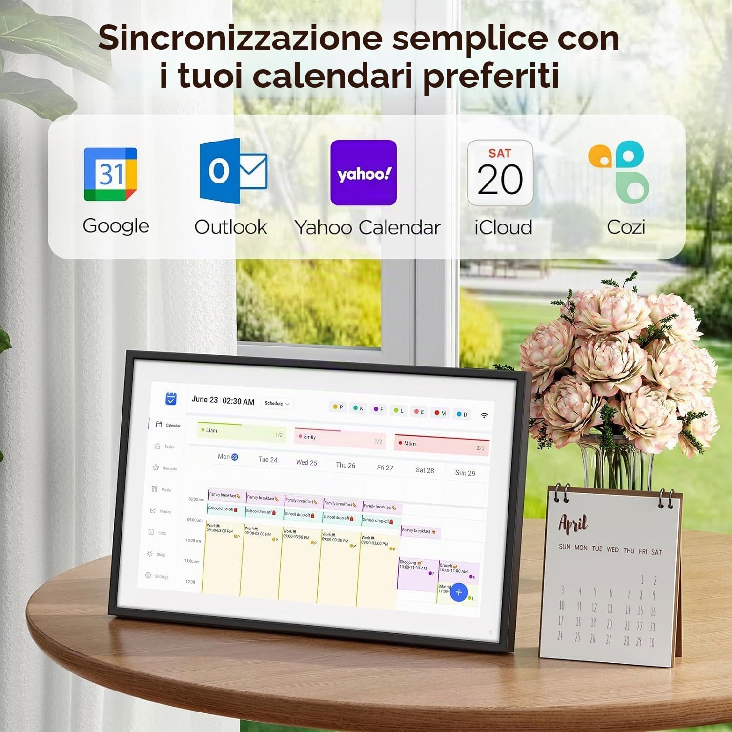 Calendario Digitale Intelligente 10,1 Pollici, Pianificatore di Famiglia Touchscreen HD, Calendario Elettronico Interattivo Domestico
