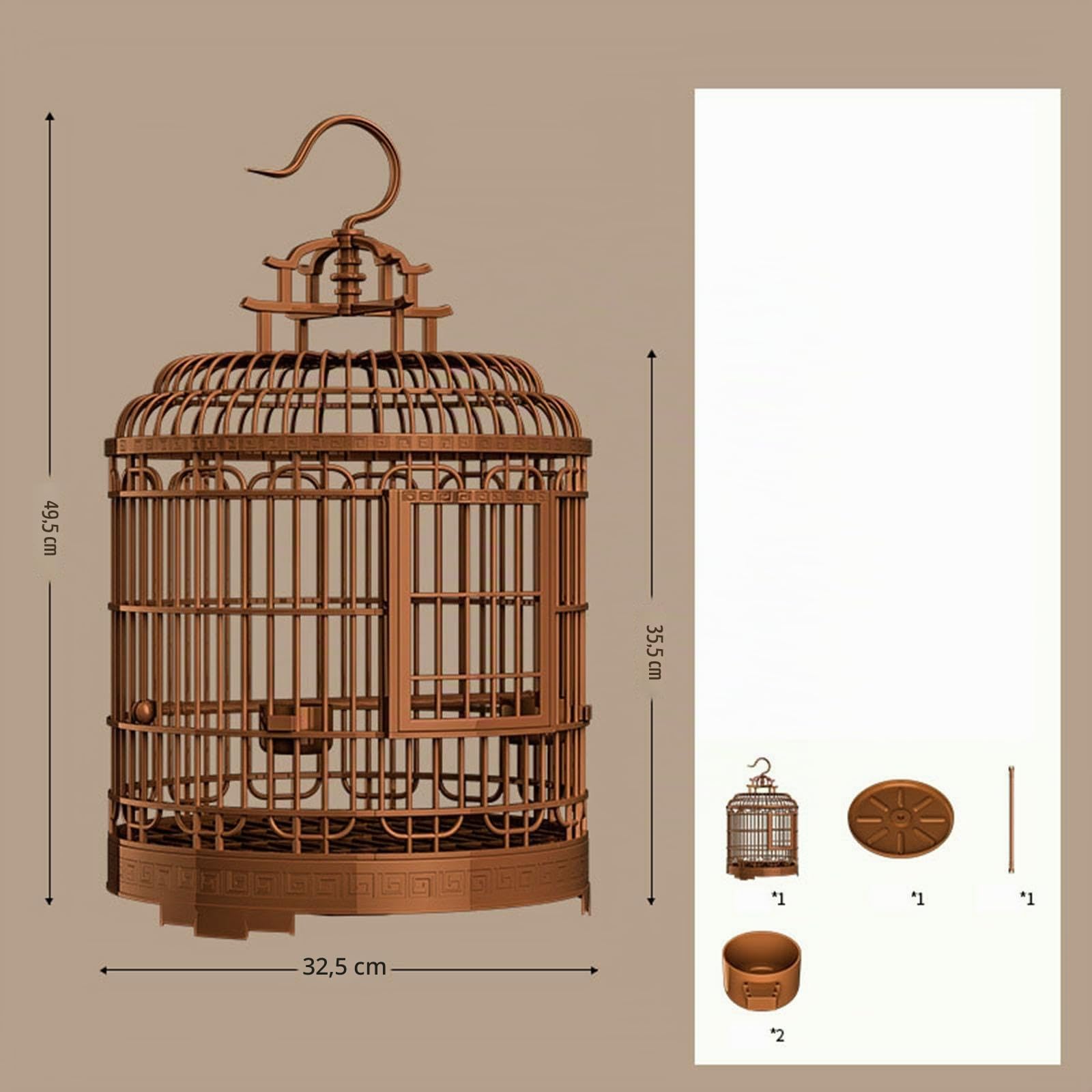 F Fityle Cage à Oiseaux de Luxe pour Perroquet, Grande Cage à perruches, Cage à Oiseaux pour aras, cacatoès, inséparables Gris, Petits Oiseaux, D