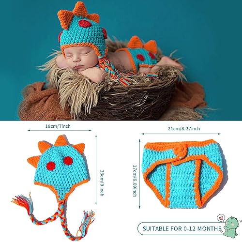 Miniatura 3 de SPOKKI Conjunto de 2 juegos de ganchillo para recién nacido, accesorios de fotografía de bebé, hecho a mano, disfraz de animal de punto para niños