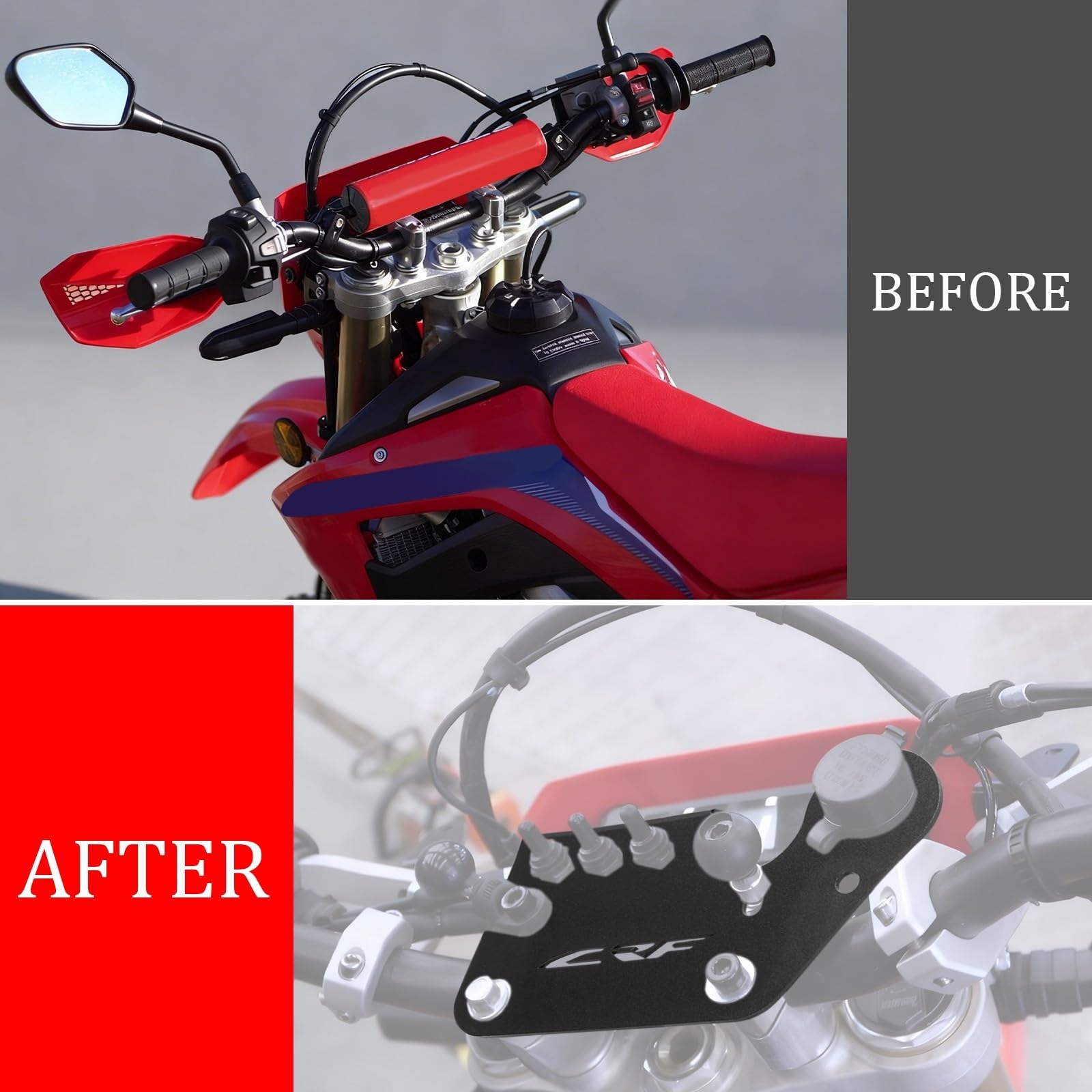 CRF450L/R-S/RL Panneau de tableau de bord avant de 2,2 cm, barres intérieures compatibles avec CRF450L CRF450R-S CRF450RL 2020-2026 en aluminium (noir)