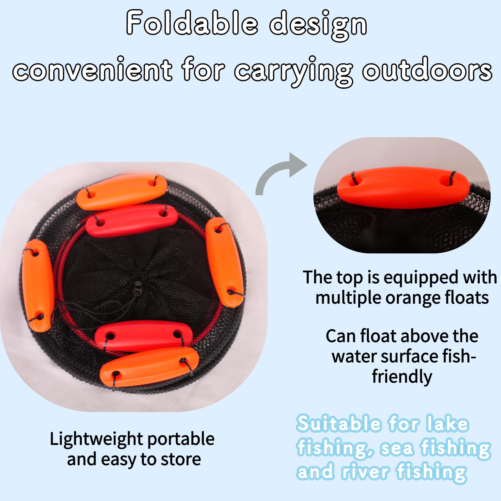 Panier De Pêche Pliable – Maille à Séchage Rapide – Vert – Capacité 8 (Neuf)