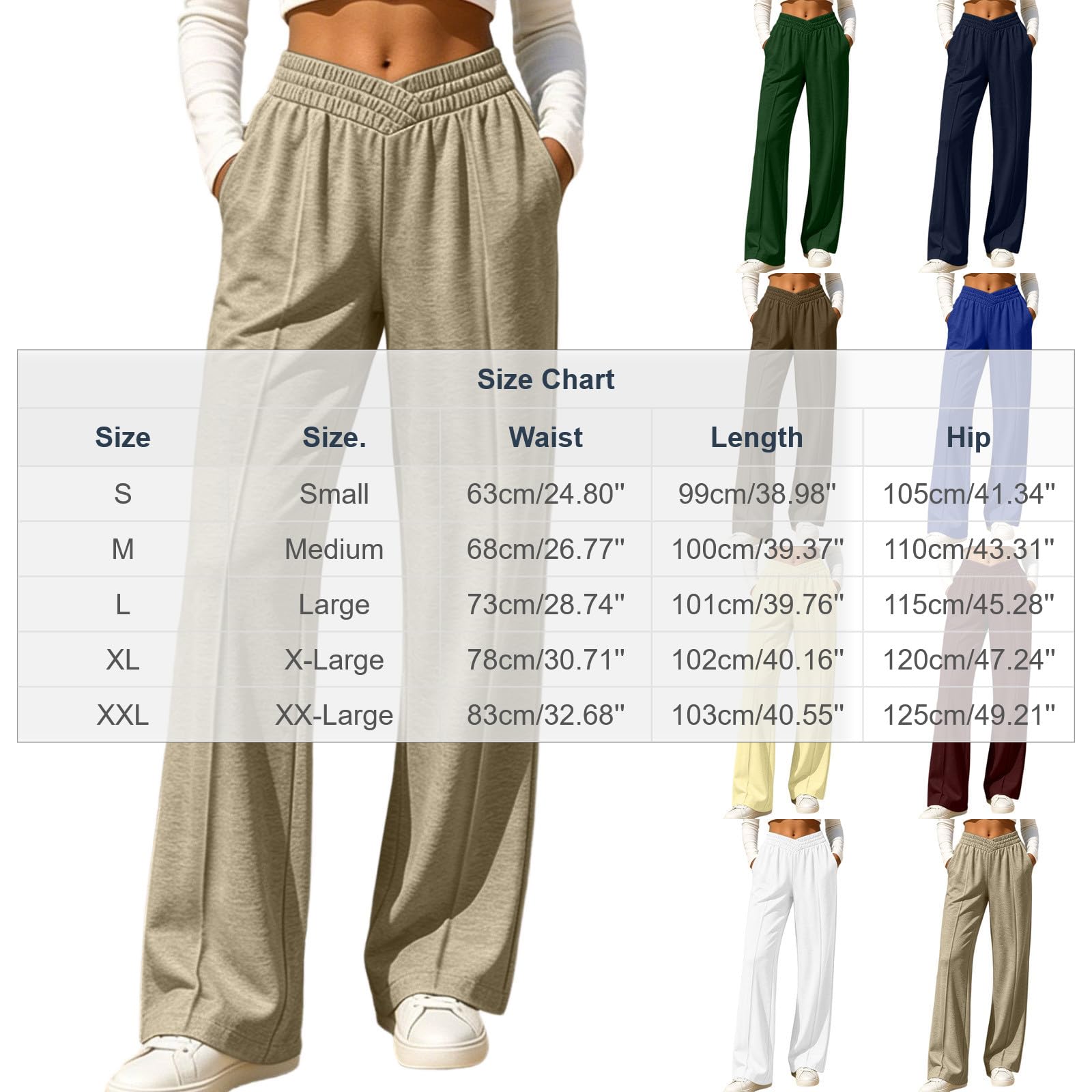 Generico Pantaloni da Jogging Donna Pantaloni Sportivi Vita Alta Comodi Pantalone a Gamba Larga Larghi e Morbidi Pantalone Baggy con Tasche Pants Lunghi con Coulisse Regolabile per Fitness Sport
