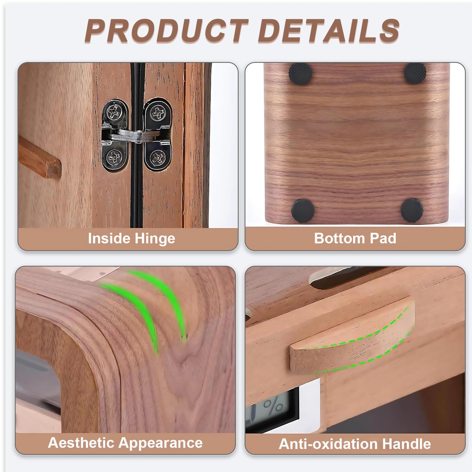 Cave A Cigare,Humidor Cigare & Boîte À Cigares Fenêtre Hautement Transparente (Surveille Températures/Humidité),pour Utilisation sur Bureau dans des Études Ou Bureaux WithoutSkylight