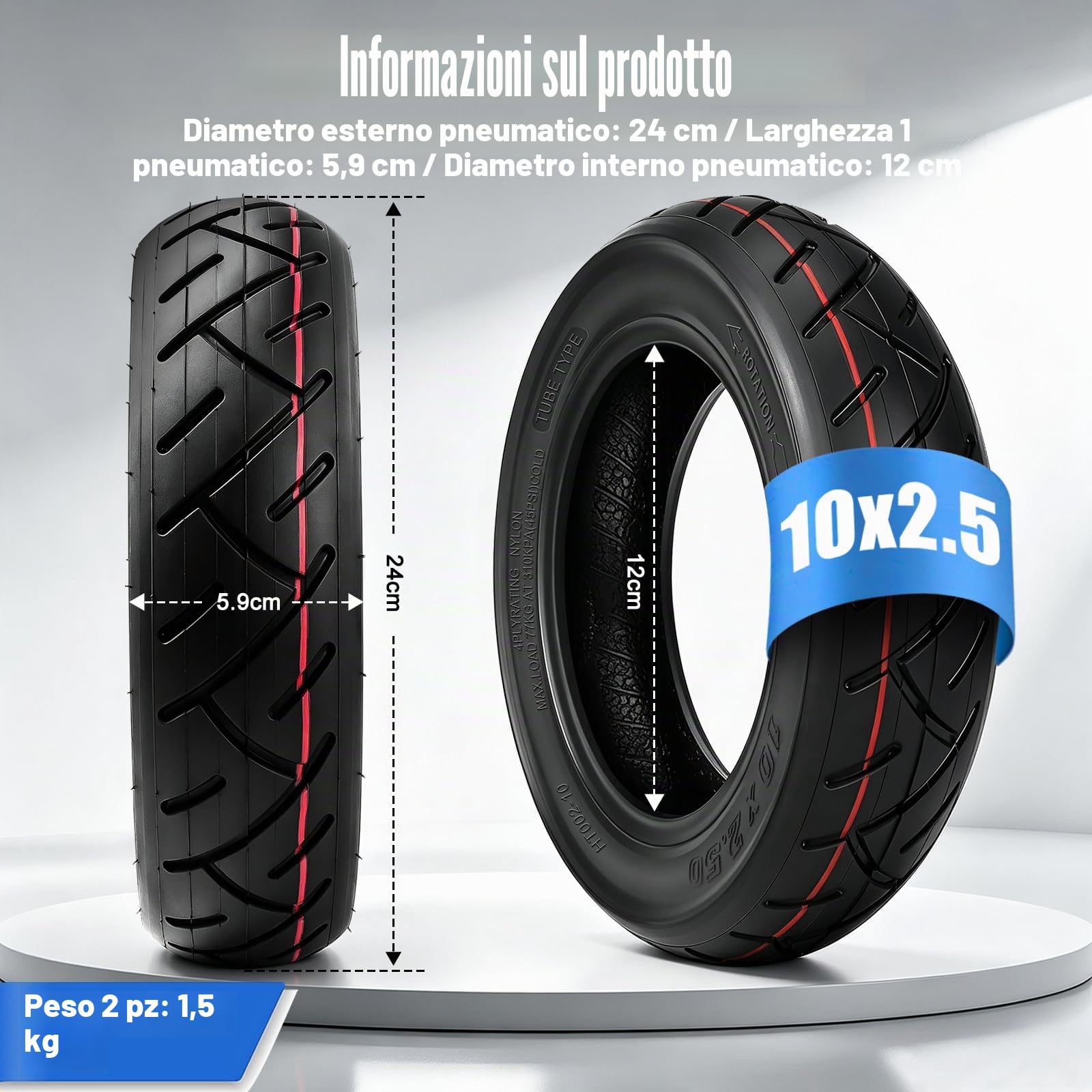 60/70-6.5 Pneumatico tubeless da 10 pollici per Ninebot Max G30/ G30D 2 / G30E 2 / G30P / G30LP,60/70-6,5 ruote di ricambio autoriparanti, accessori per pneumatici Ninebot Scooter(2 PCS)