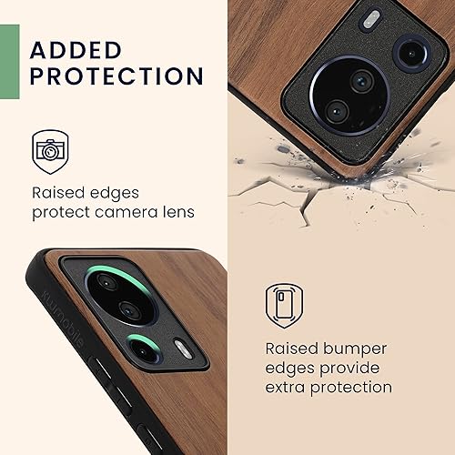 Miniatura 3 de kwmobile Funda de madera compatible con Xiaomi 13 Lite 5G - Funda - Brújula de navegación marrón oscuro