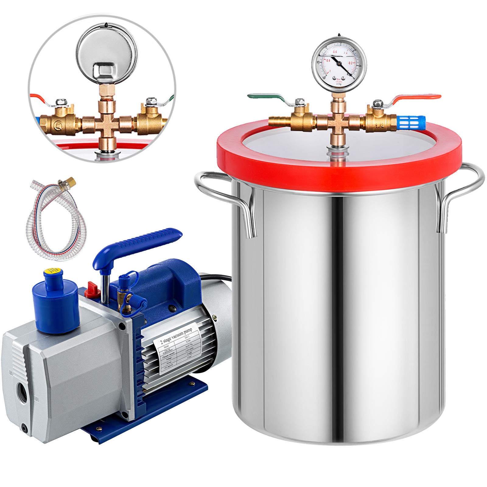 Buy VEVOR Vacuum Pump 7 CFM 1/2HP Dual Stages Air Conditioning Vacuum Pump 2Stage with 5 Gallon