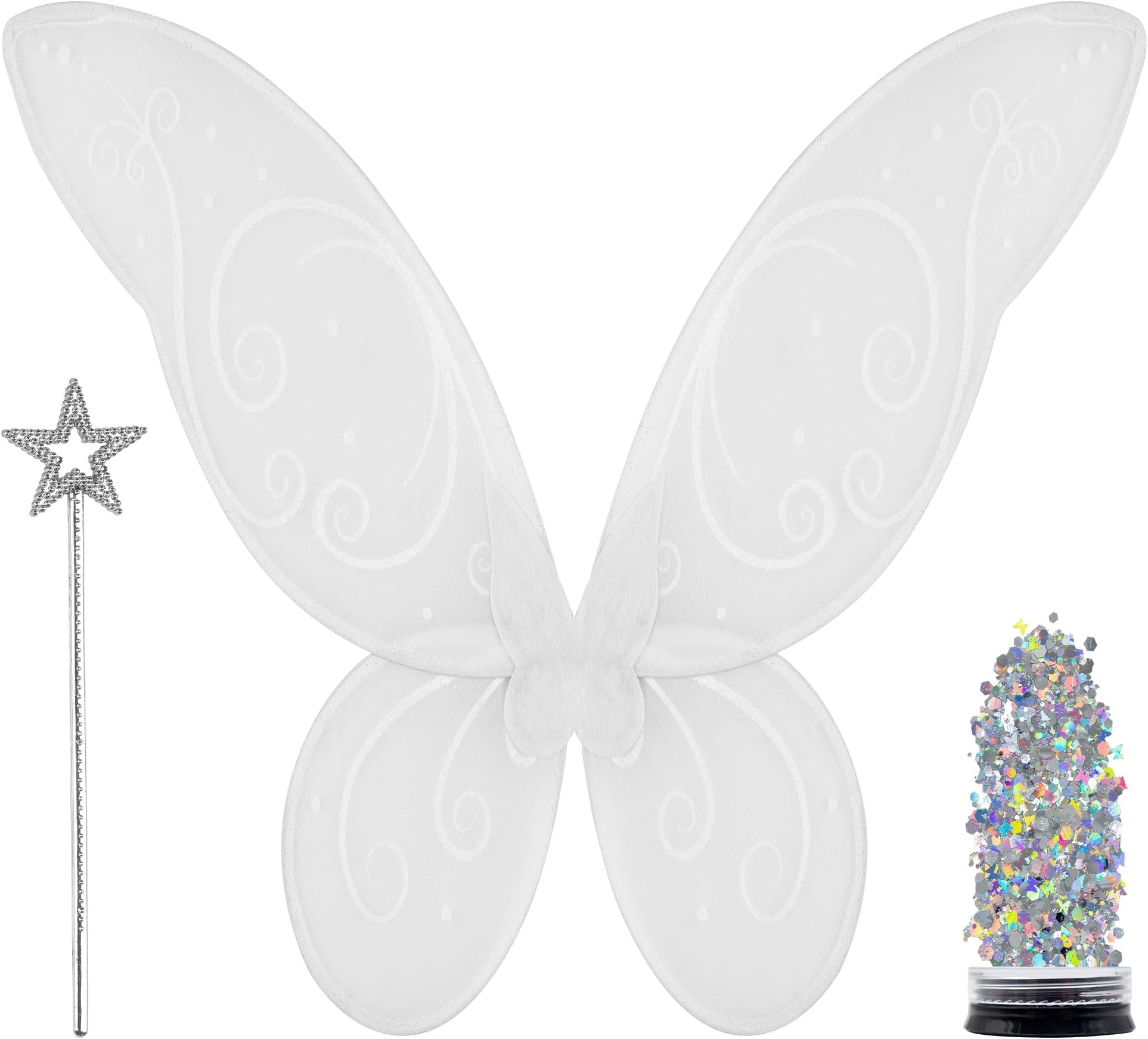Funcredible Fairy Accessories Set - Fairy Wings, Fairy Wand with Fairy Glitter - Tooth Fairy Wings - Party Favors for Women