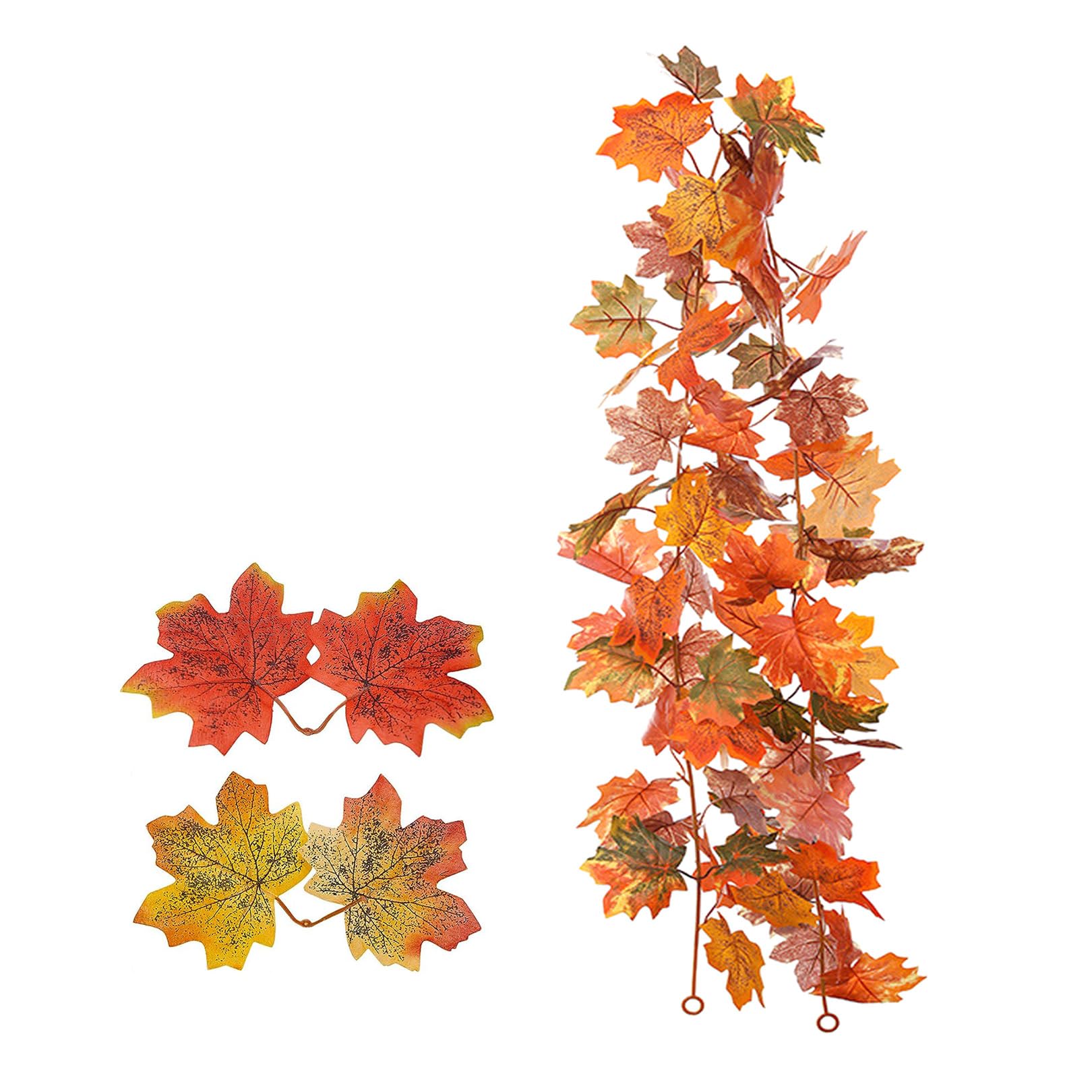 5.7ft Artificial Autumn Maple Leaves Garland Autumn Decorations, Fall Foliage Wreath Decor for Home Garden Wall Doorway Backdrop Fireplace Decoration, Wedding Party Thanksgiving Halloween Decor
