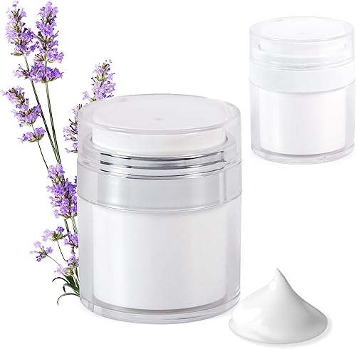 TRADE ROUTE BRANDS Tarro de bomba sin aire  Contenedor de bomba de aire para crema, loción y gel  Botella dispensadora de 1.7 onzas lista para