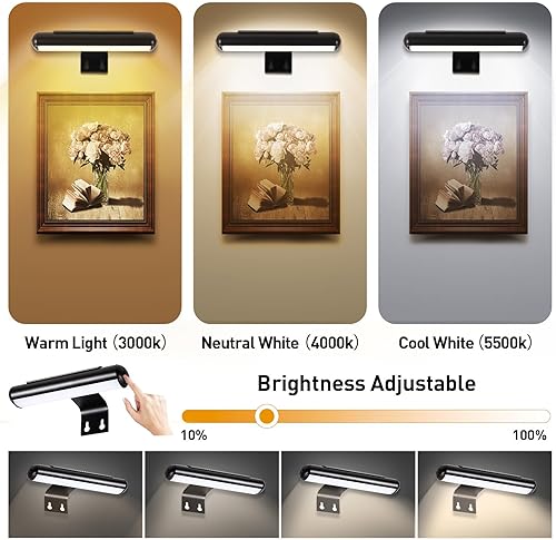 Miniatura 3 de BETMONE Paquete de 2 luces de imagen, luz de imagen a pilas para pared, luz de arte con control remoto con temporizador y regulable para pinturas de