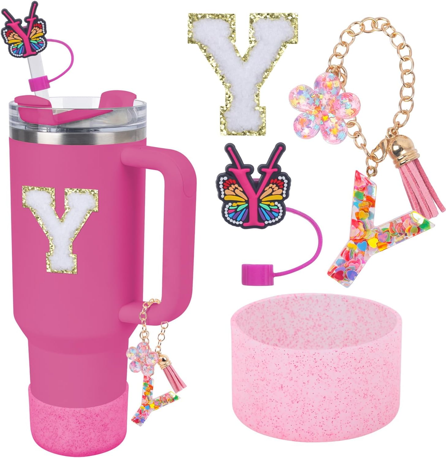 Use for Stanley Cup Accessories Charms 40oz 30oz,Compatible with Stanley Cup Letter Charms for Handle Silicone Boot,Straw Cover Topper & Sticker