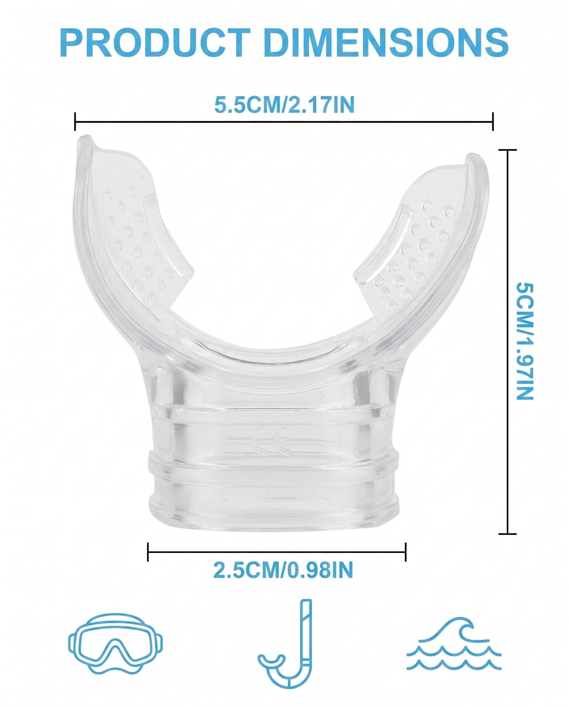Boccaglio da Morso per Immersione e Snorkeling, 3 Pezzi, Silicone Alimentare, Ricambio Universale per Erogatore e Snorkel, Massima Igiene e Comfort.
