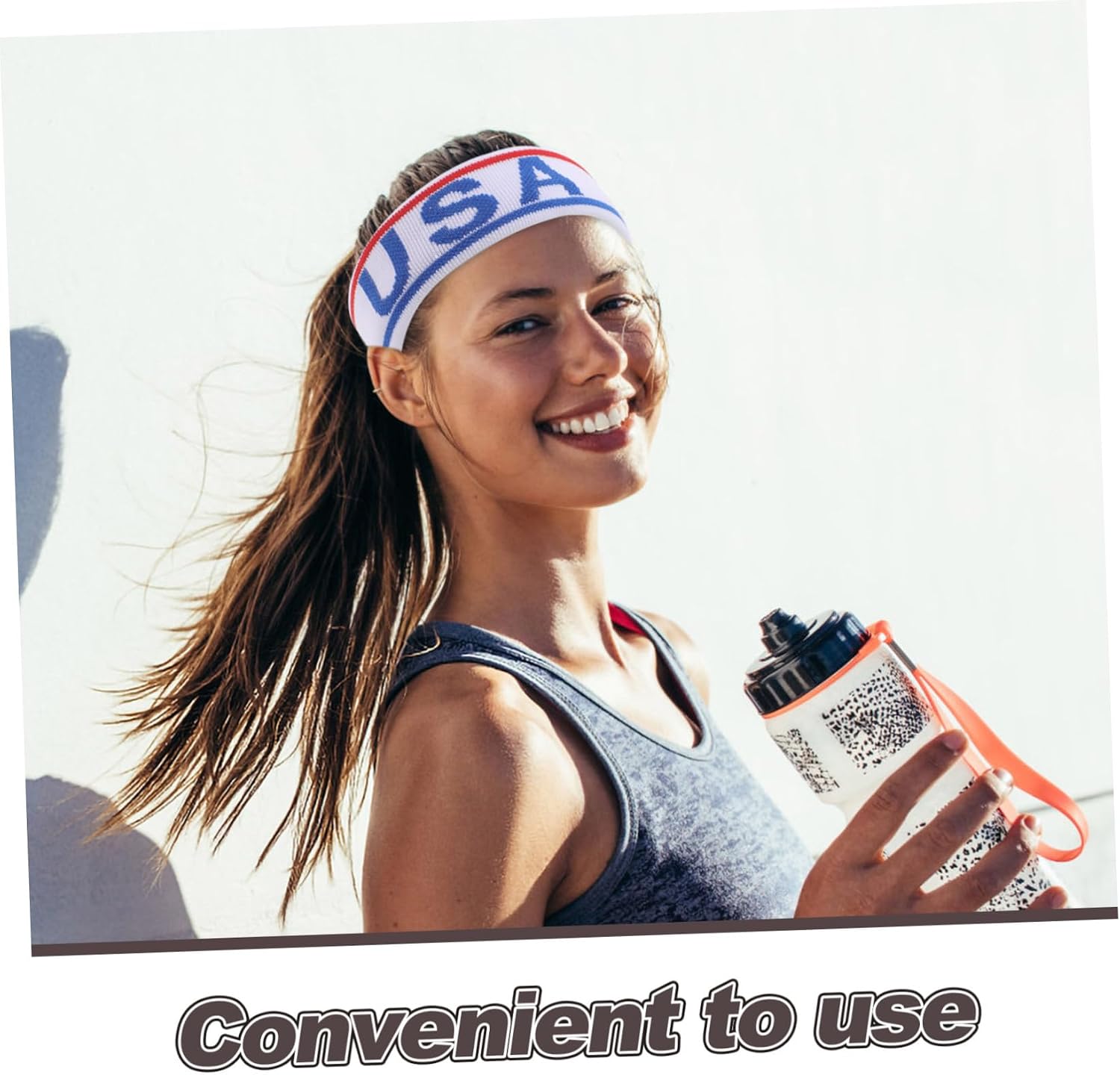 Sports Headband and Wristband Set with USA Print, Sweat-Absorbing Elastic Athletic Bands for Running, Basketball, Gym, and Exercise