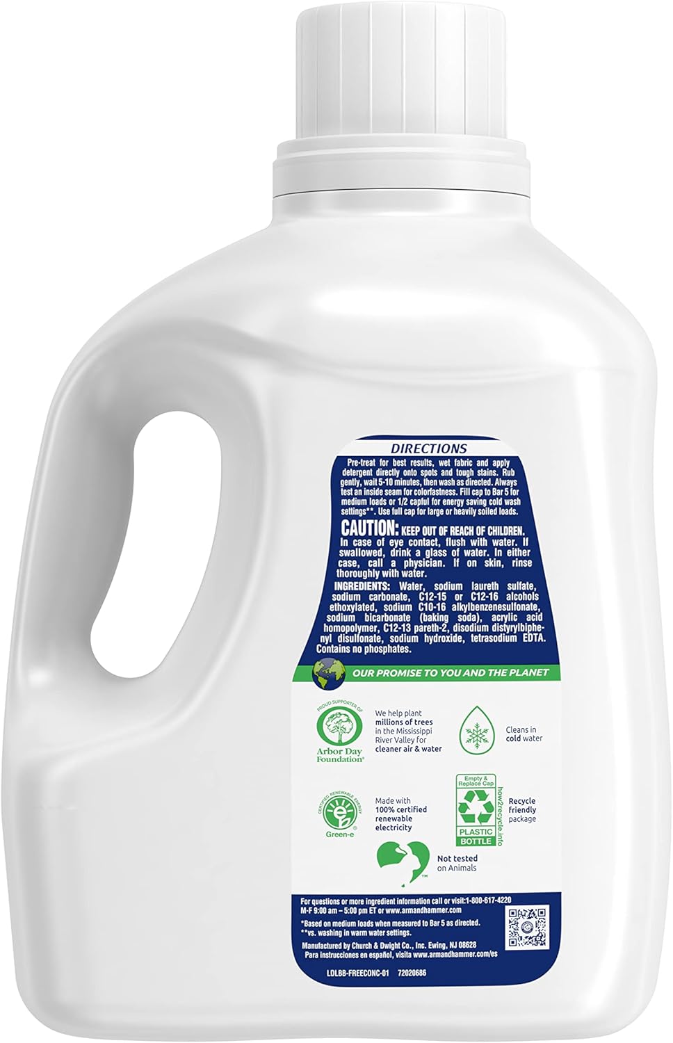 ARM & HAMMER Sensitive Skin Free and Clear Detergent, Safe for Sensitive Skin, Fragrance Free Liquid Laundry Detergent, 144.5 Fl Oz Bottle : Health & Household