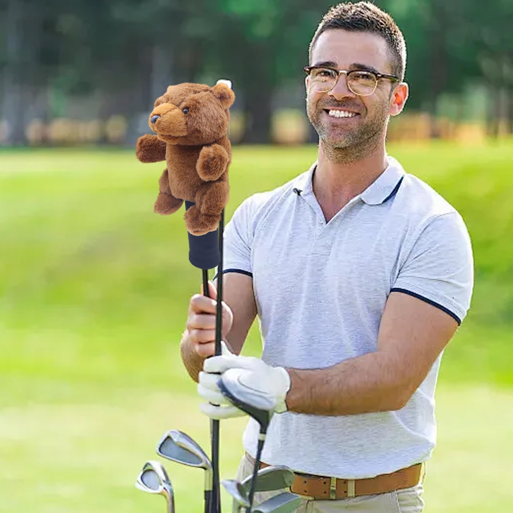 Niedliche Bären-Form-Golfclub-Kopf Cover, Plüschgröße Fahrer Headcover Schutzschützer für dekorative Golfgeschenke