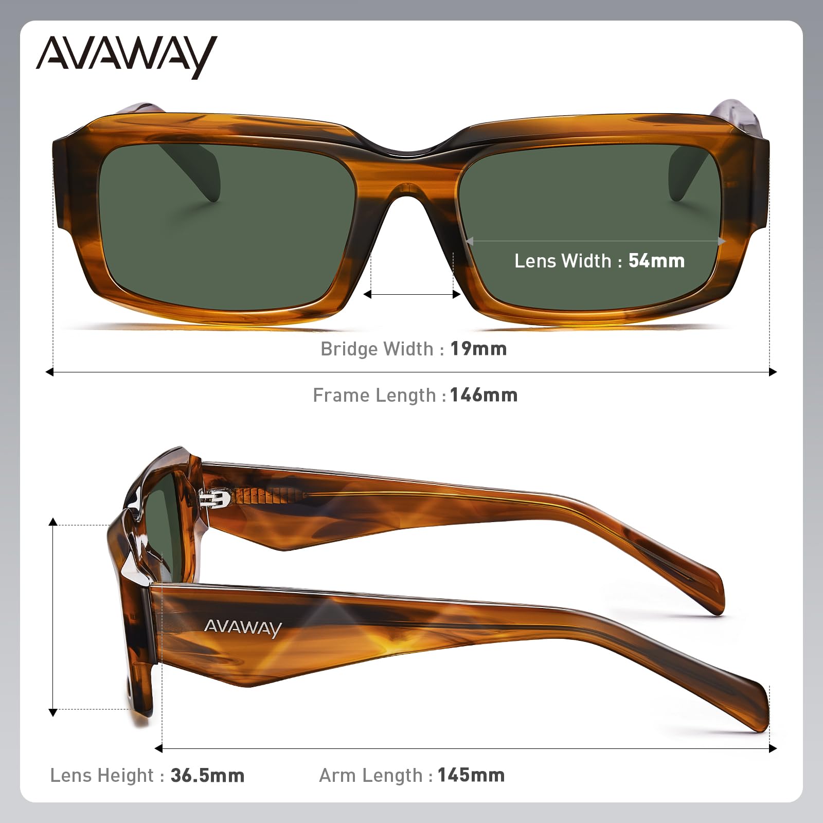 AVAWAY Occhiali da Sole Polarizzati per Gli Uomo Occhiali Acetato Cornice TAC Lente UV400 Protezione per la Guida di Viaggio