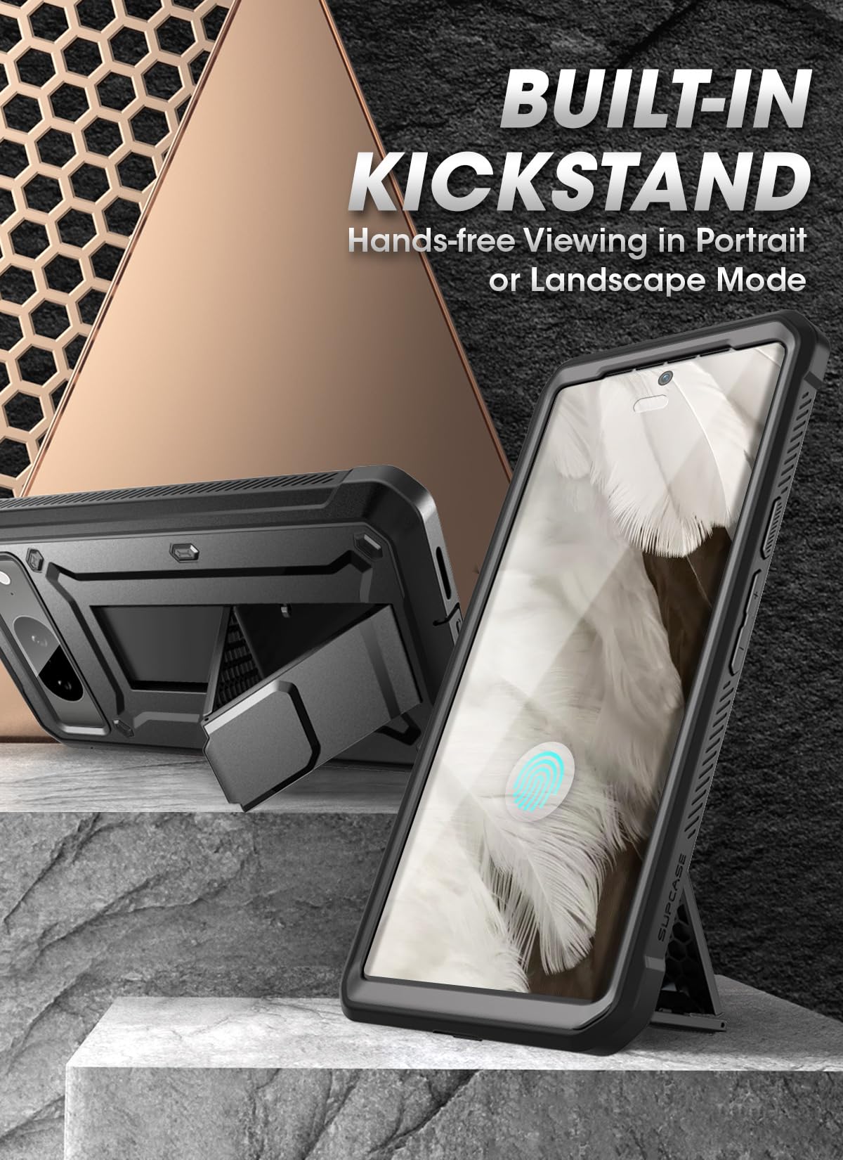 SUPCASE for Google Pixel 8A Case with Stand & Belt-Clip (Unicorn Beetle Pro), [Built-in Screen Protector] [Military-Grade Protection] Heavy Duty Rugged Kickstand Phone Case for Pixel 8A, Black