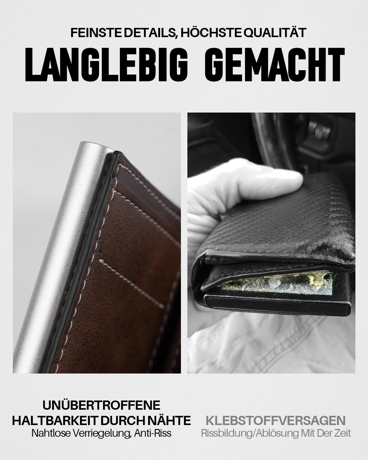 Geldbörse Herren mit Münzfach & RFID-Schutz, Smart Wallet mit Sichtfenster, Portmonee Geldbeutel Herren, Portemonnaie Herren mit 6 Kartenfächern für bis zu 11 Karten (Braun)