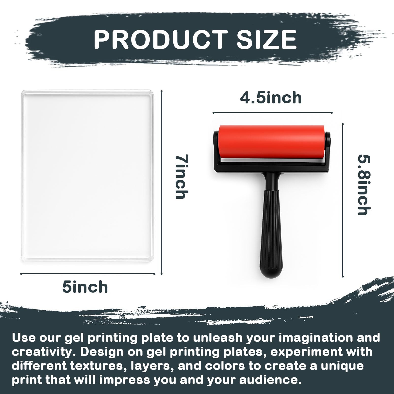 Plaques D'impression En Gel Avec Rouleau En Caoutchouc - Kit 3 Pièces Pour Arts Créatifs, Scrapbooking Et Cartes