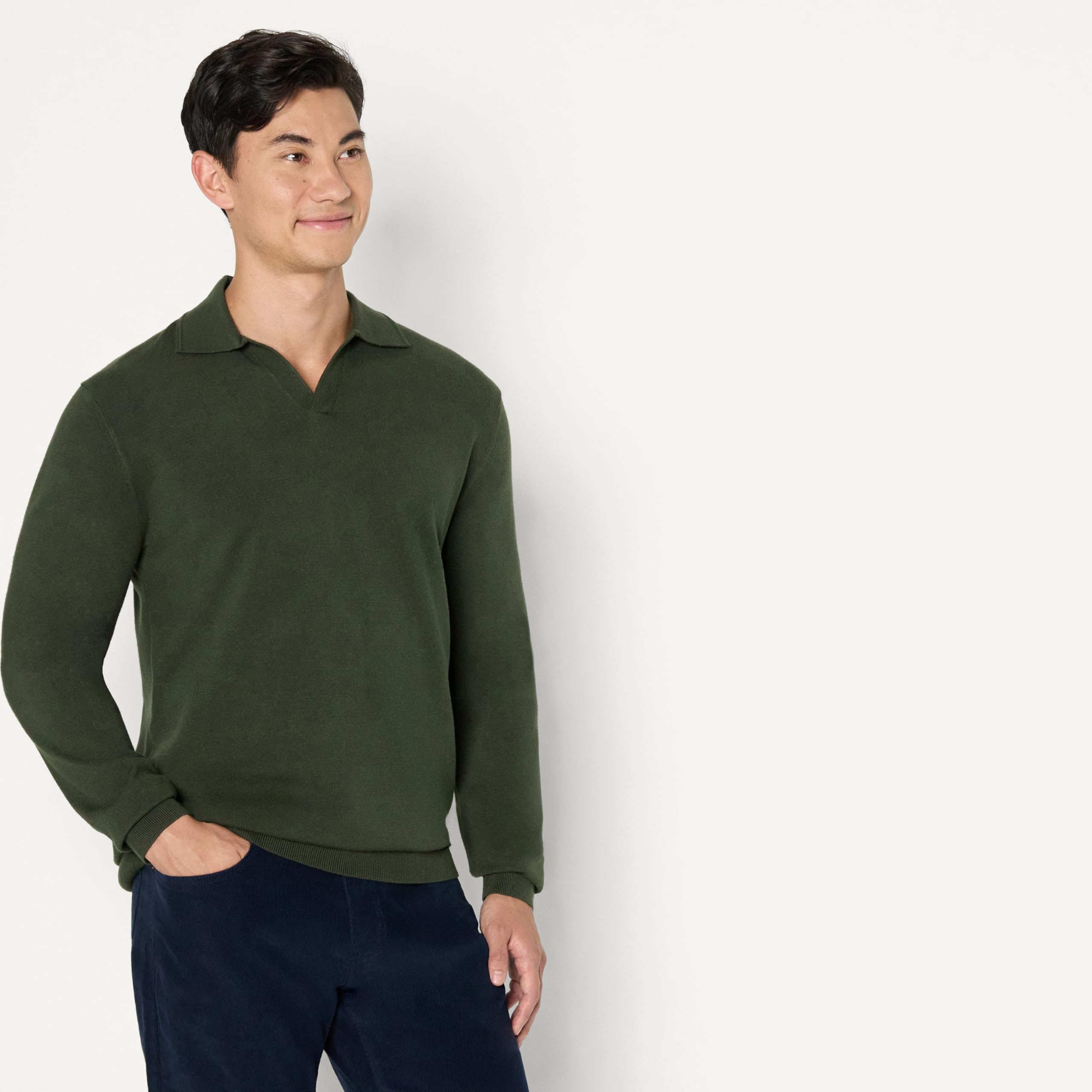 Amazon Essentials Homme Pull à Col Polo en Tricot à Manches Longues, Coupe Classique