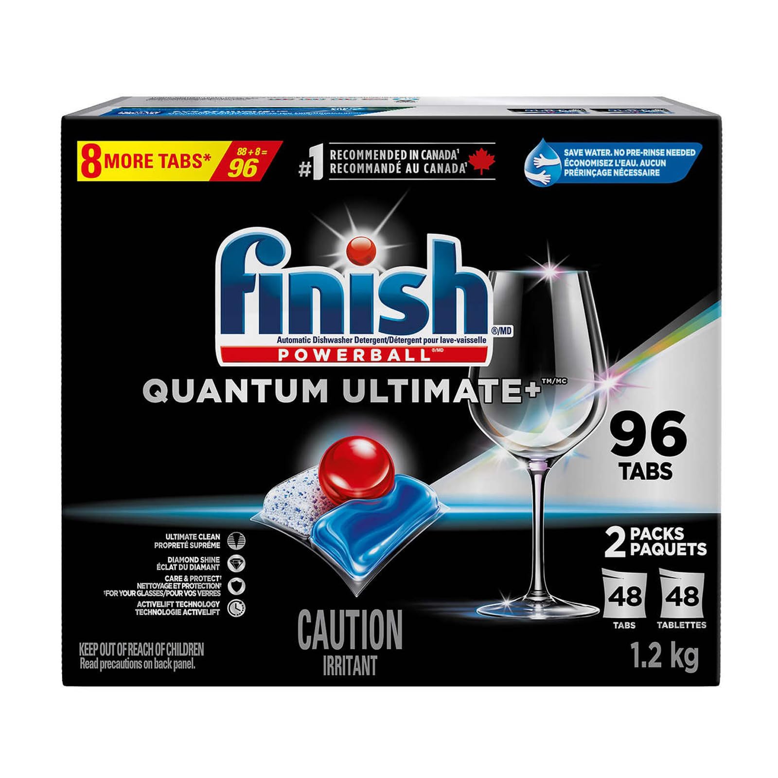 Finish Powerball Quantum Ultimate Plus Automatic Dishwasher Detergent - 96 Tabs, 1.2kg