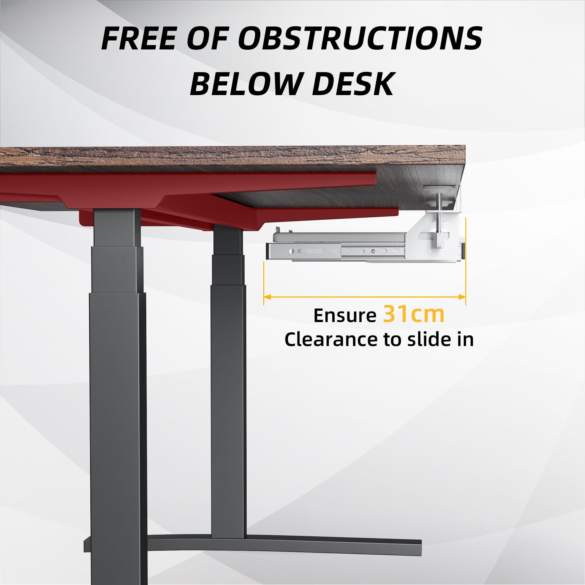 ETHU Bandeja para Teclado Bajo Mesa, Soporte para Teclado 500x300 mm con Abrazadera en C, Bandeja Teclado Deslizante y Ergonómica, Blanco
