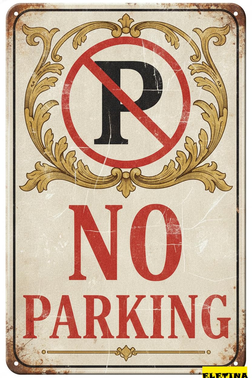 Personalized Sign for Man Cave Metal Warning No Parking Metal Vintage Street Warning Symbol Metal Tin Yard Road Street Outdoor Driveway 8x12in Business Decor Private Property Decorative