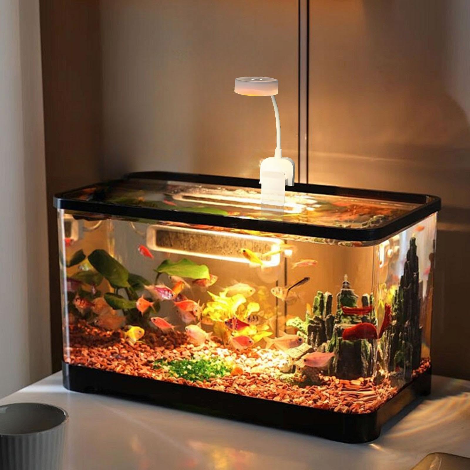 Luce Acquario, Mini Lampada Acquatica Clipser A Variabile Intensità 3,6x5,9 Cm | Attrezzature Di Illuminazione Portatile Di Temperatura Di Tre Colori Di Abs 60g, Lampada Ambientale Senza Fili