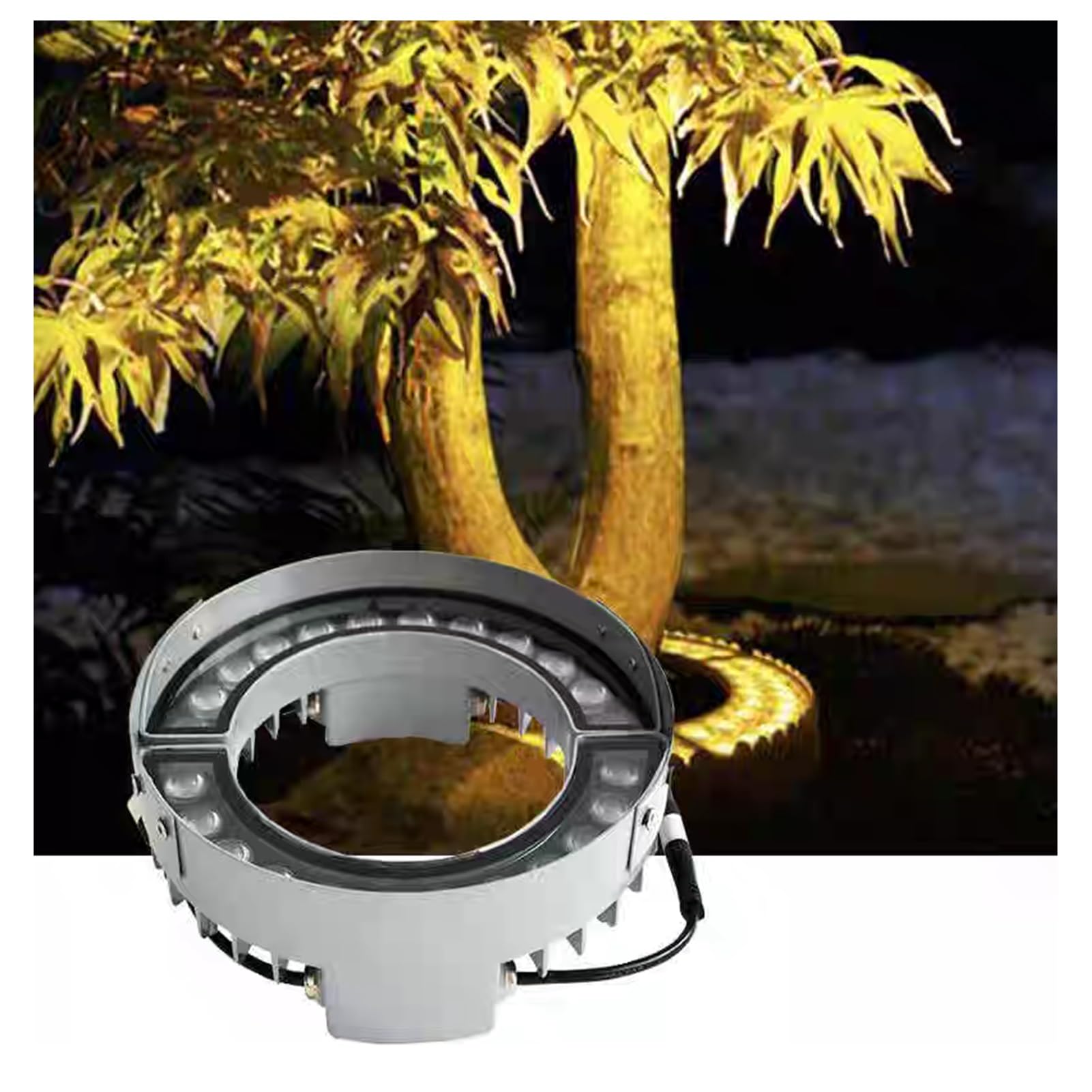 Lampy LED do otaczania drzewa, IP65, wodoszczelne oświetlenie ogrodu i podwórza, oświetlenie w kształcie pierścienia, okrągłe lampy otaczające kolumnę (niebieskie, 24 W (220 V))