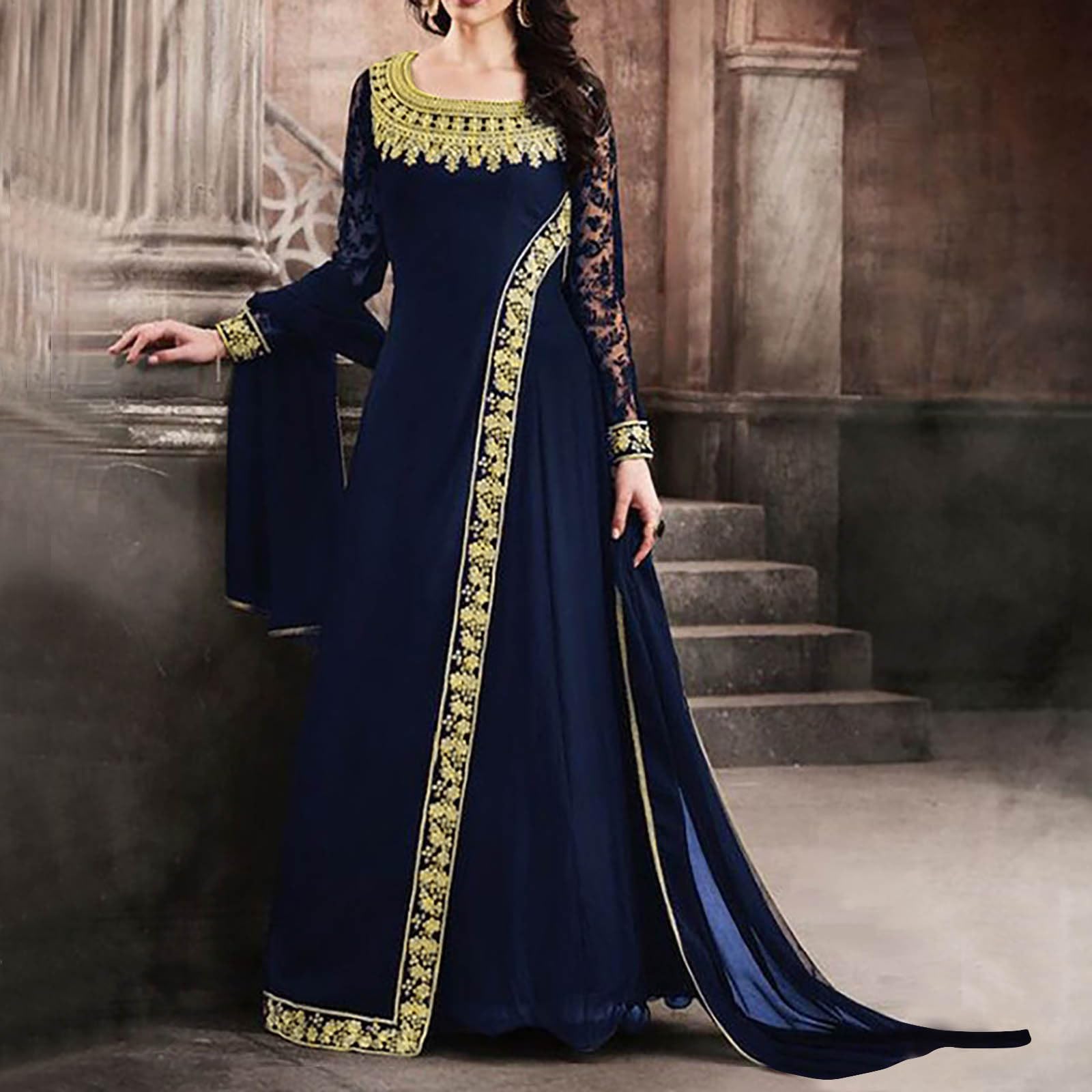 Mittelalter Kleidung Renaissance Kleid Retro Gothic Cosplay Outfit Maxi | Corsagenkleid, Stehkragen Kleid, Piratenkostüm, Königinnenkleid, Viktorianisches, Reißverschluss,Karneval Halloween Kostüm