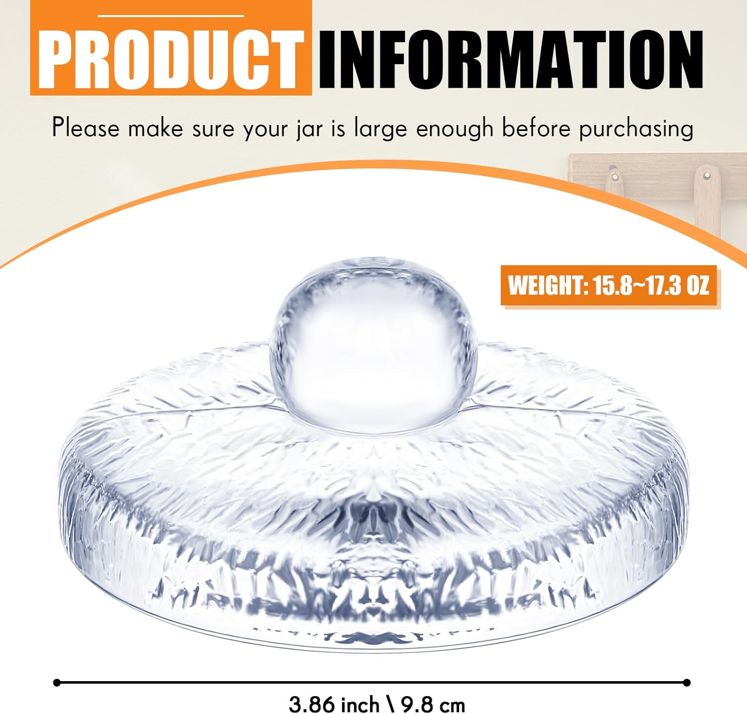 Tioncy 4 Pack (over 3.86 Inches) Heavy Glass Fermentation Weights with Grooved Handle for Large Wide Mouth Gallon Mason Jars Canning Supplies Pickling Weights for Brewing Fermented Foods - Image 2