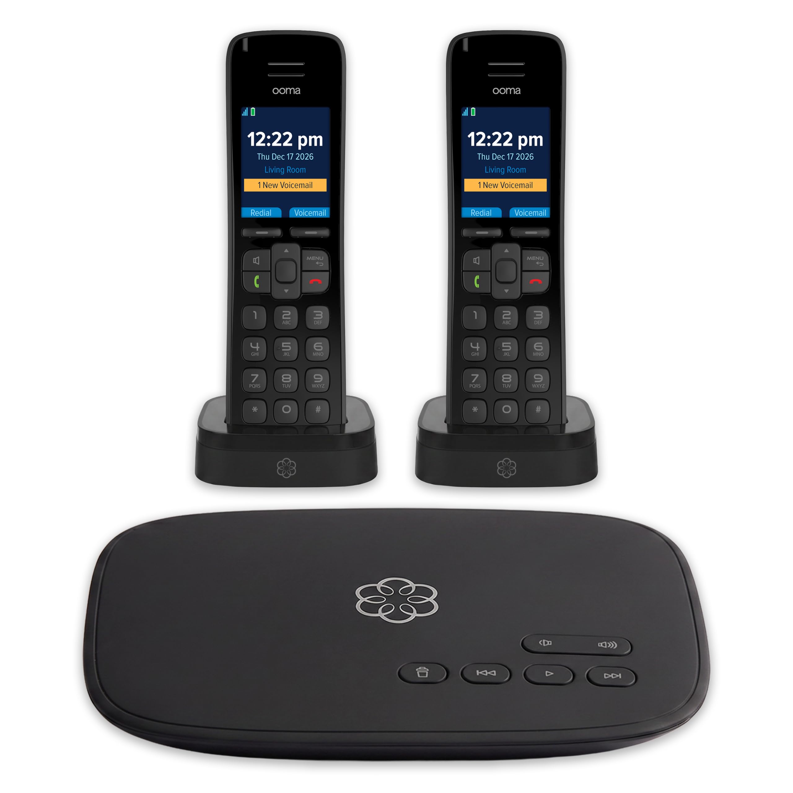 OOMA Telo Free Home Phone Service and Two HD3 Handsets. Works with