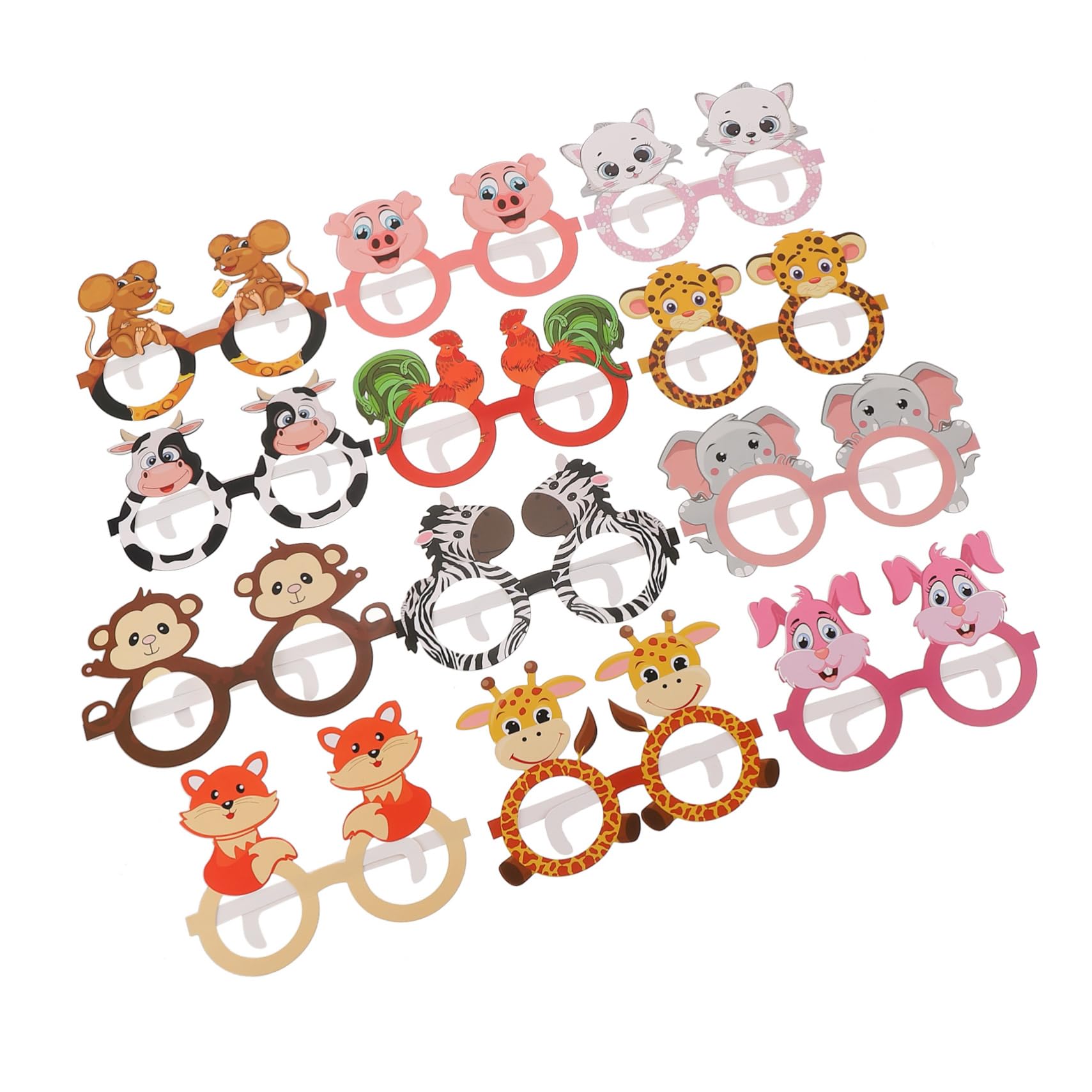 Occhiali Di Carta Per Feste - 12 Pezzi A Tema Animali, Divertenti E Colorati - Per Bambini E Feste In Maschera - Foto 5