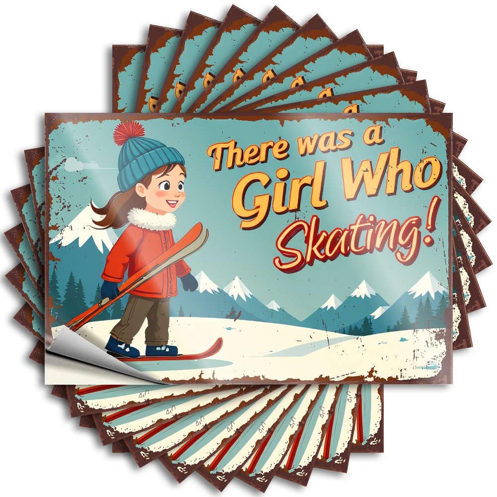 Fzfn Girls Colour Crazy Decal, Back Porch Decor Window There Was A Who Skating! | Funny Quote Checkered Decals(8X12cm)
