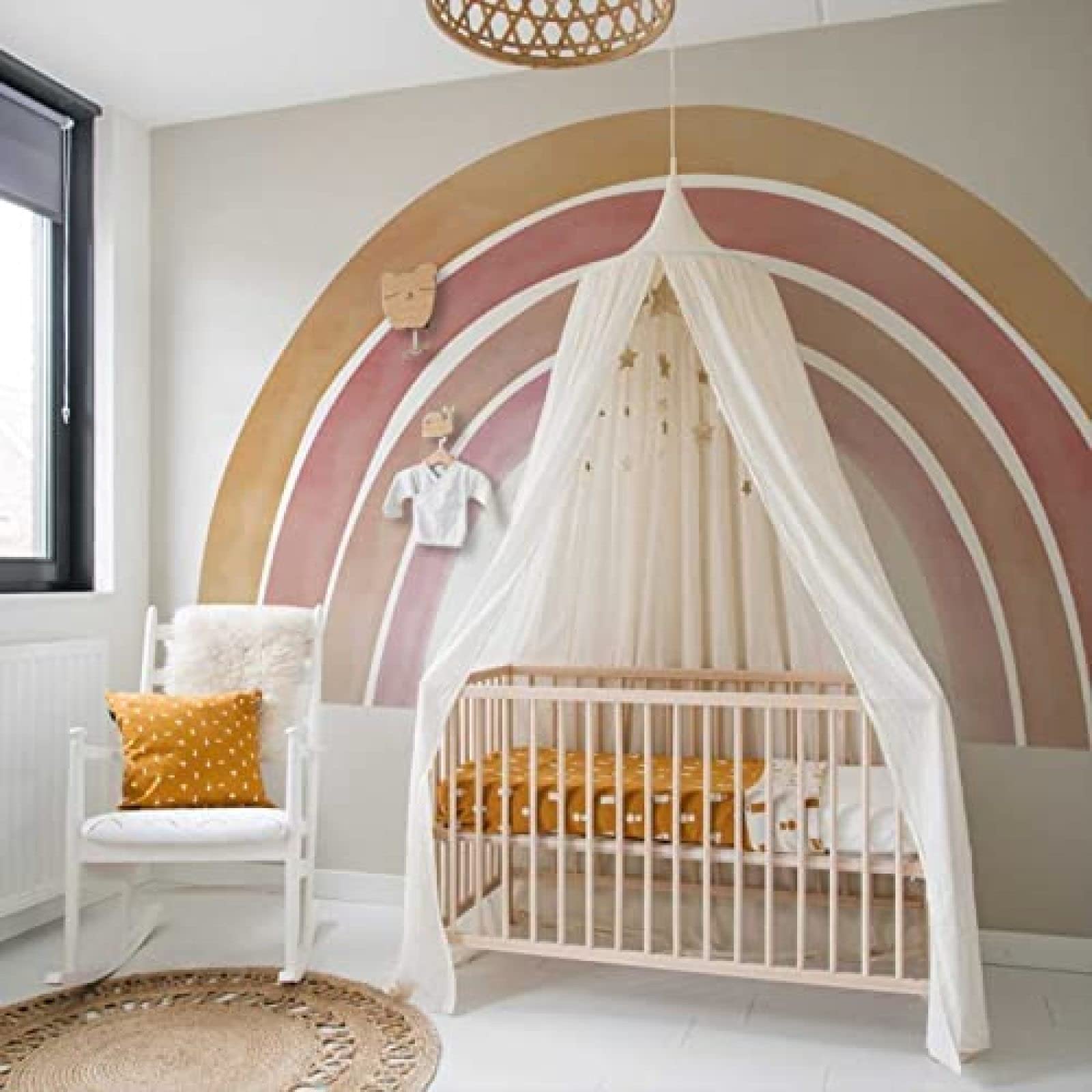 Adesivi murali arcobaleno – Adesivi murali in tessuto per camera da letto delle ragazze, cameretta dei bambini e sala giochi, decalcomanie giganti pretagliate, perfette per la decorazione della casa