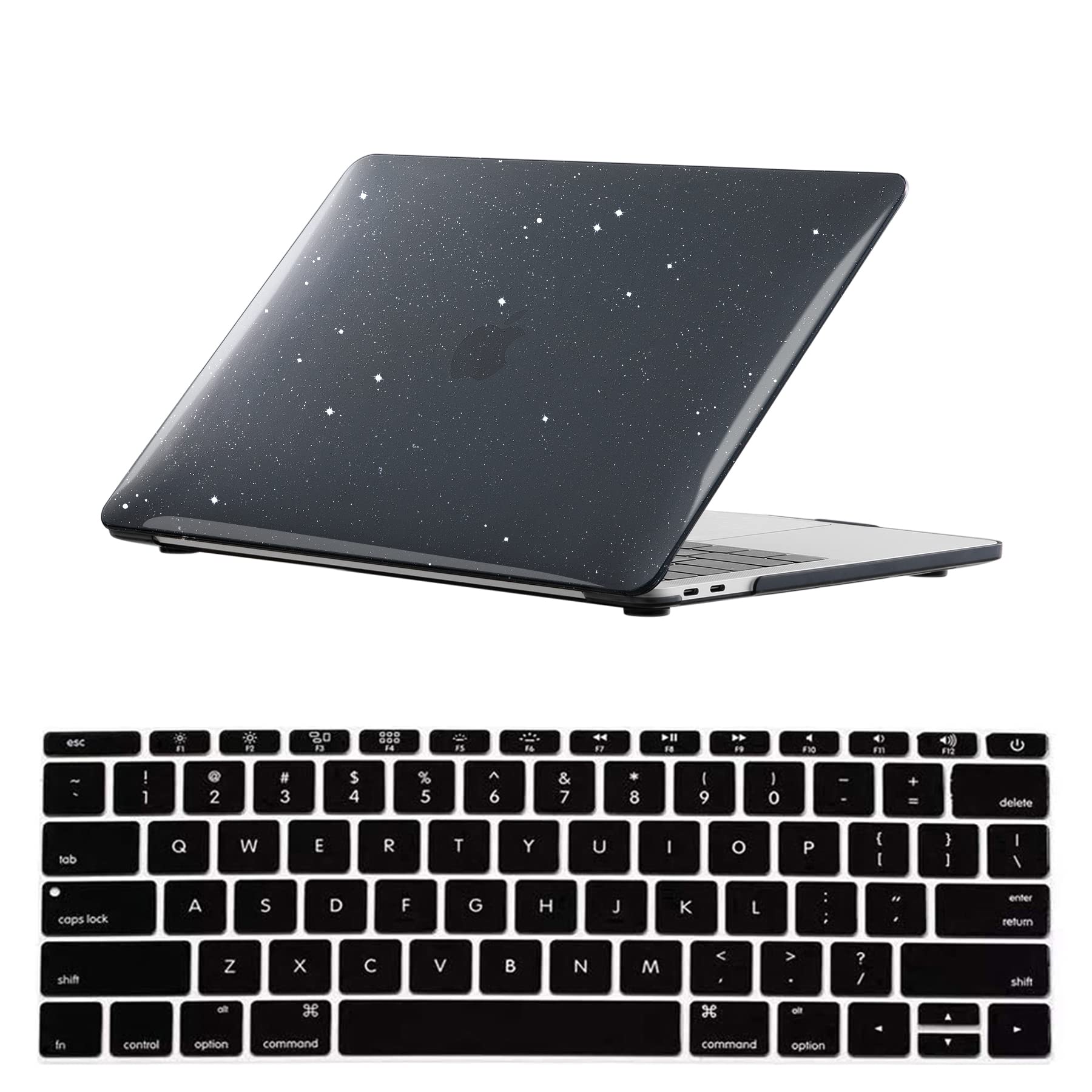 Laptop Case Compatible with MacBook Air 13 inch Case 2010-2017 Release Model A1466 A1369, Glitter Sparkle Pattern Translucent Plastic Shell Cover &