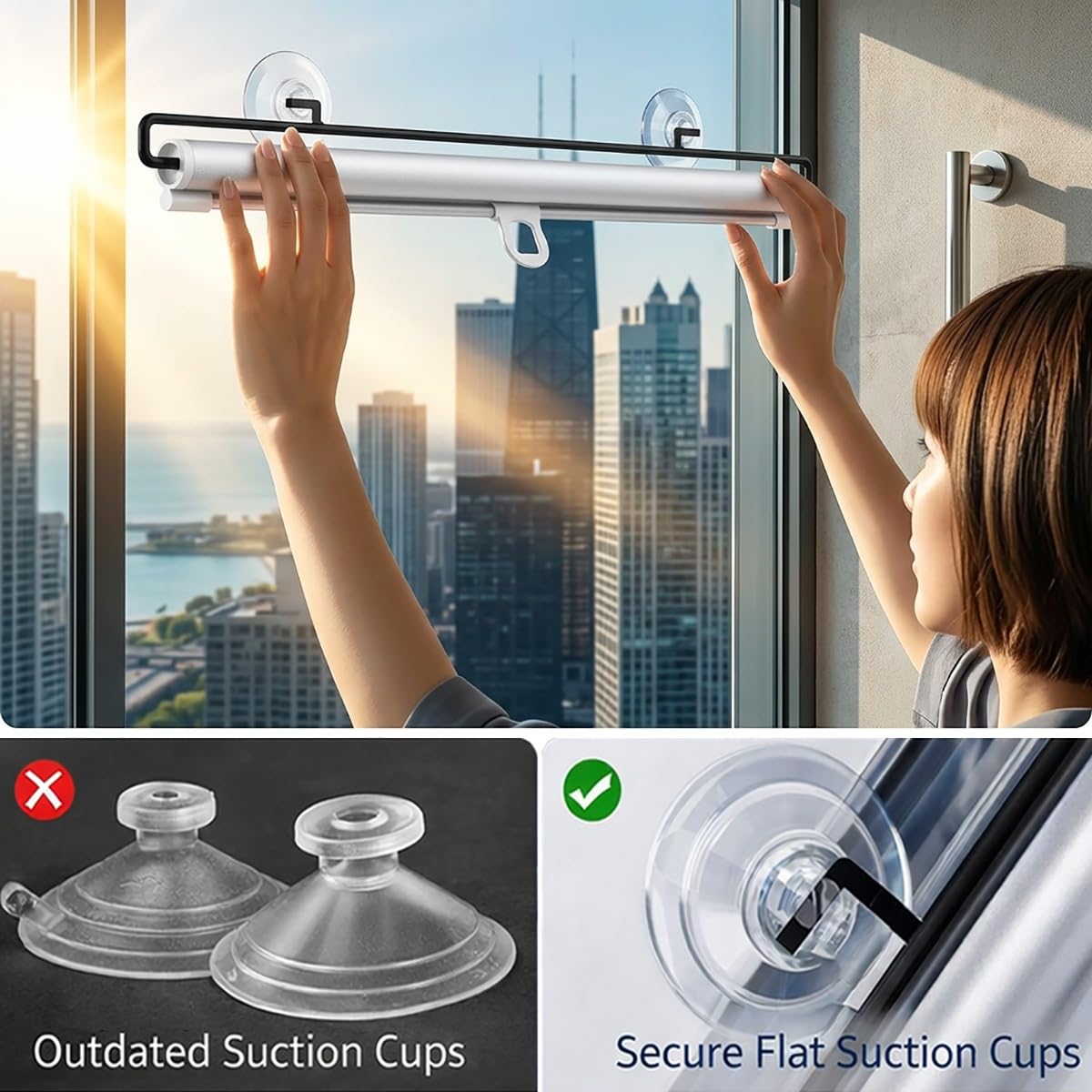 Store Enrouleur Occultant À Ventouse, Rideau Protection de Vie Privée Protection Soleil, Store Rétractable pour Fenêtre de Toit, Rideaux Occultants sans Perçage pour Salon Cuisine