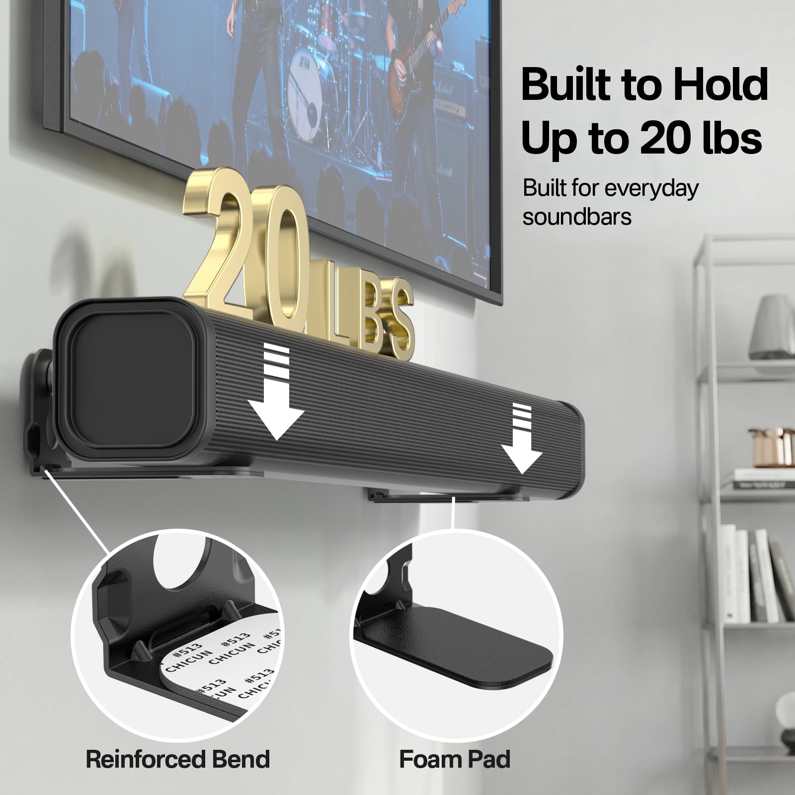 Universele Sound Bar Muursteunen Verstelbare Uitbreiding Mount Beugels voor Alle Soundbars, LG, Sony, Sonos, VIZIO, Denon, Klipsch, ROKU, Bestisan, Xiaomi Mi, ZVOX Soundbar Wandmontagebeugels