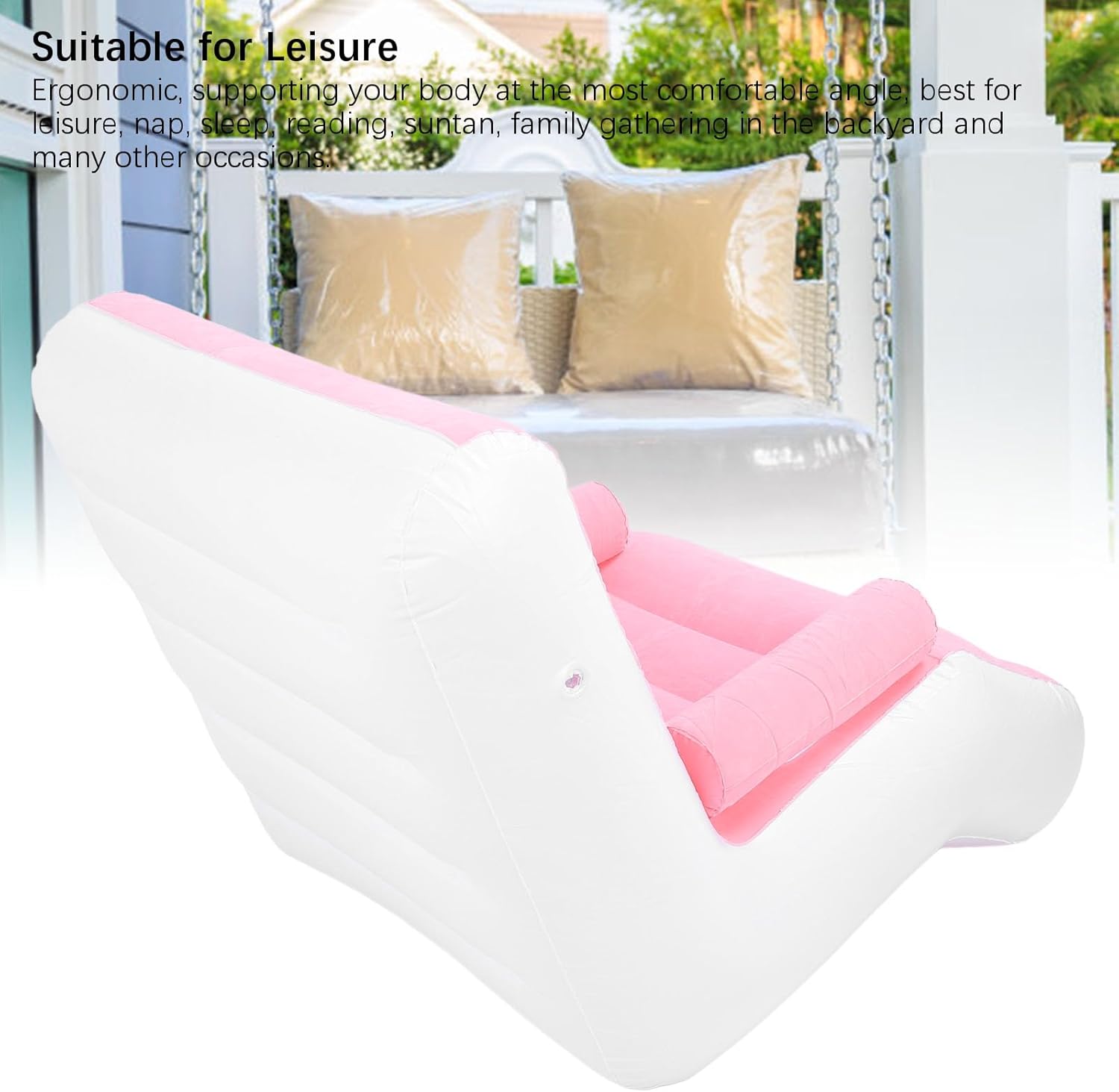 Focket Inflatable Sofa, S Shaped White, Quick Setup, Ergonomic, Camping, Leisure