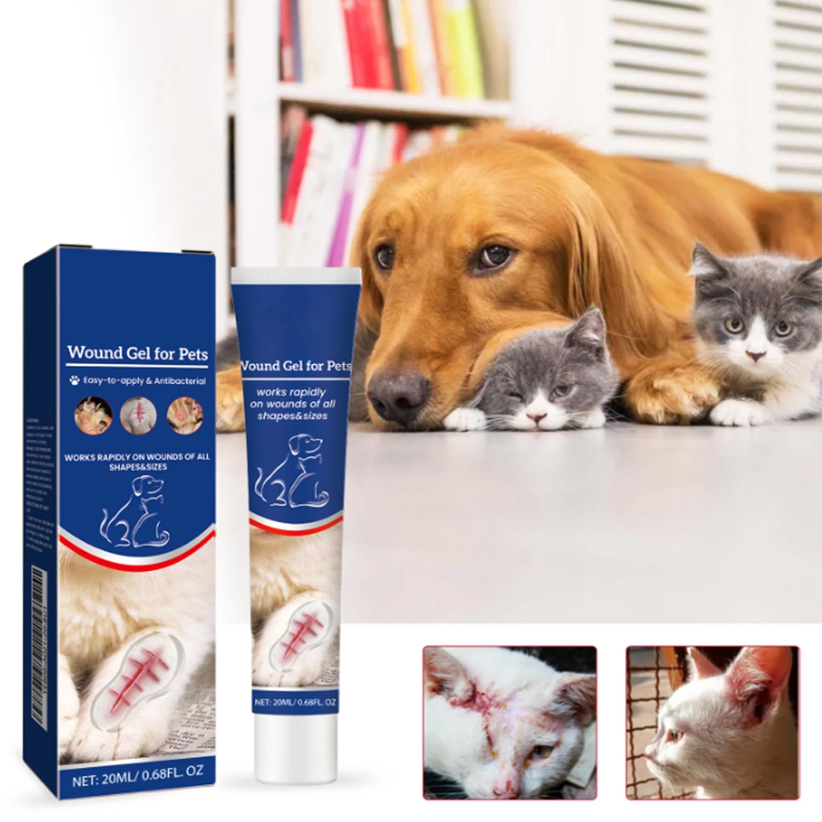 Gel Soin des Plaies pour Animaux,Gel de Soin des Plaies pour Chiens et Chats,Gel de Guérison Imperméable,Gel Apaisant pour Les Plaies pour Chats et Chiens
