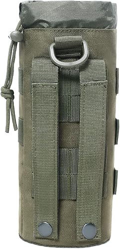 Miniatura 3 de Bolsa táctica para botella de agua Molle, cordón militar, parte superior abierta y parte inferior de malla, soporte para botella de agua de viaje,
