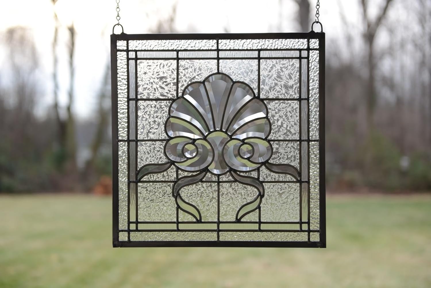 Tiffany Style Stained Glass Clear Beveled Window Panel,16