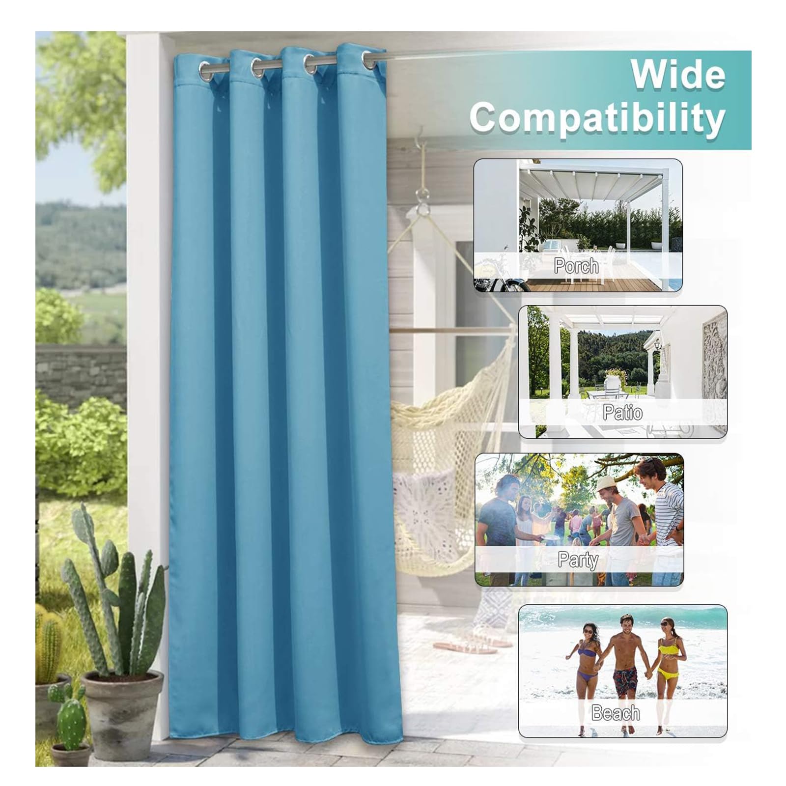 Tende impermeabili per esterni, in poliestere, per gazebo, antivento, protezione UV, 1 pannello, 162 x 233 cm, colore: blu