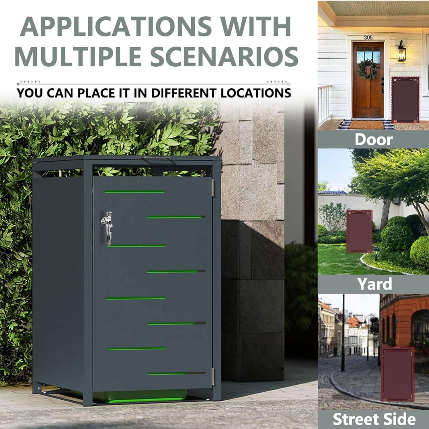 Outdoor Trash Can Storage Shed,Wheelie Bin Hideaways,Wheelie Bin Box 2 x 240L Made of Solid Steel,Weatherproof and Powder-Coated with Automatic Lid, Lockable,Perfect for Garden,Backyard (2, Black)