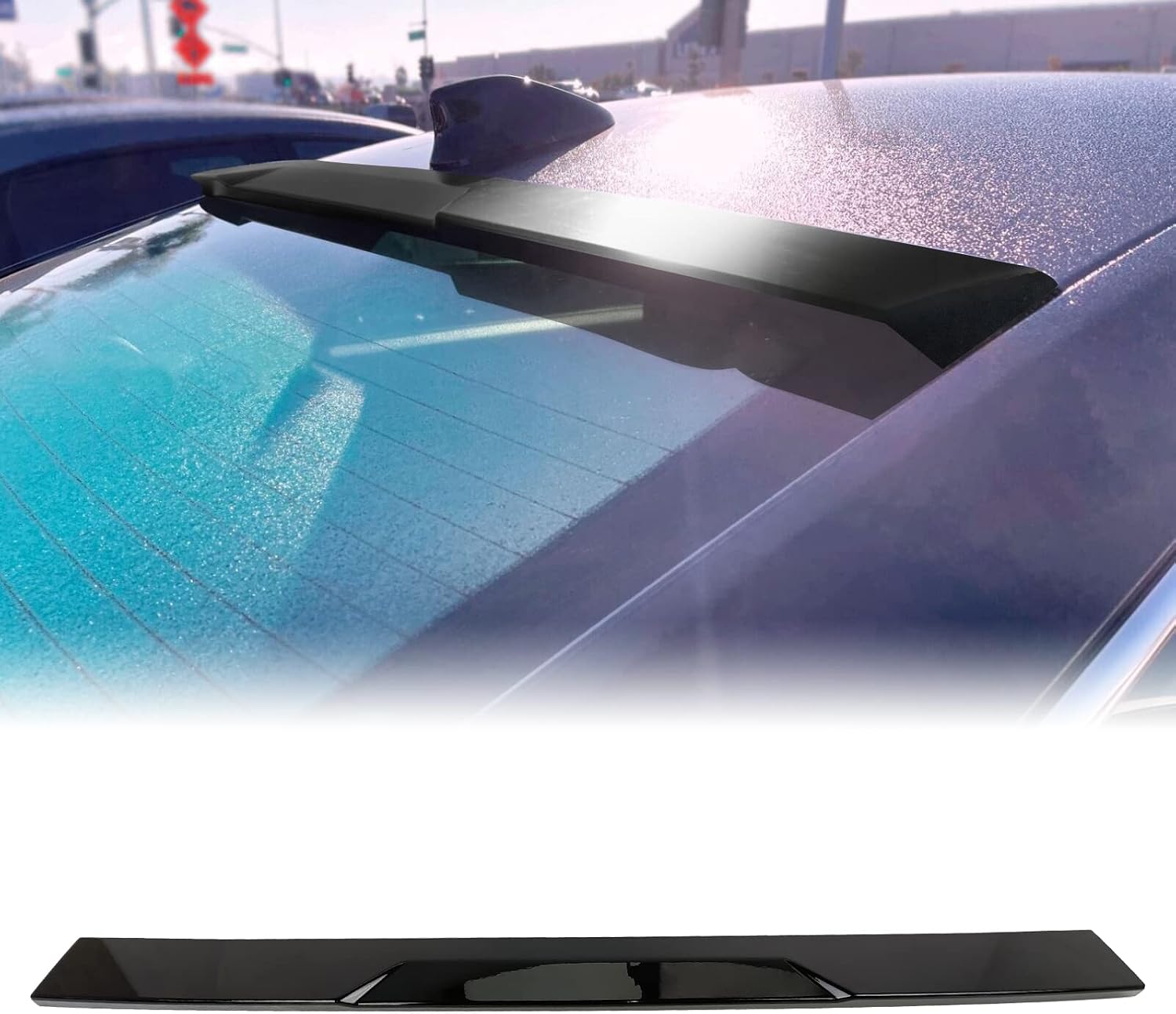 FREEMOTOR802 Rear Window Roof Spoiler Fits 2018-2022 Honda Accord, V Style Painted #NH731P Crystal Black Pearl ABS Plastic Racing Back Windshield Roofline Spoiler Wing Exterior Styling Trim