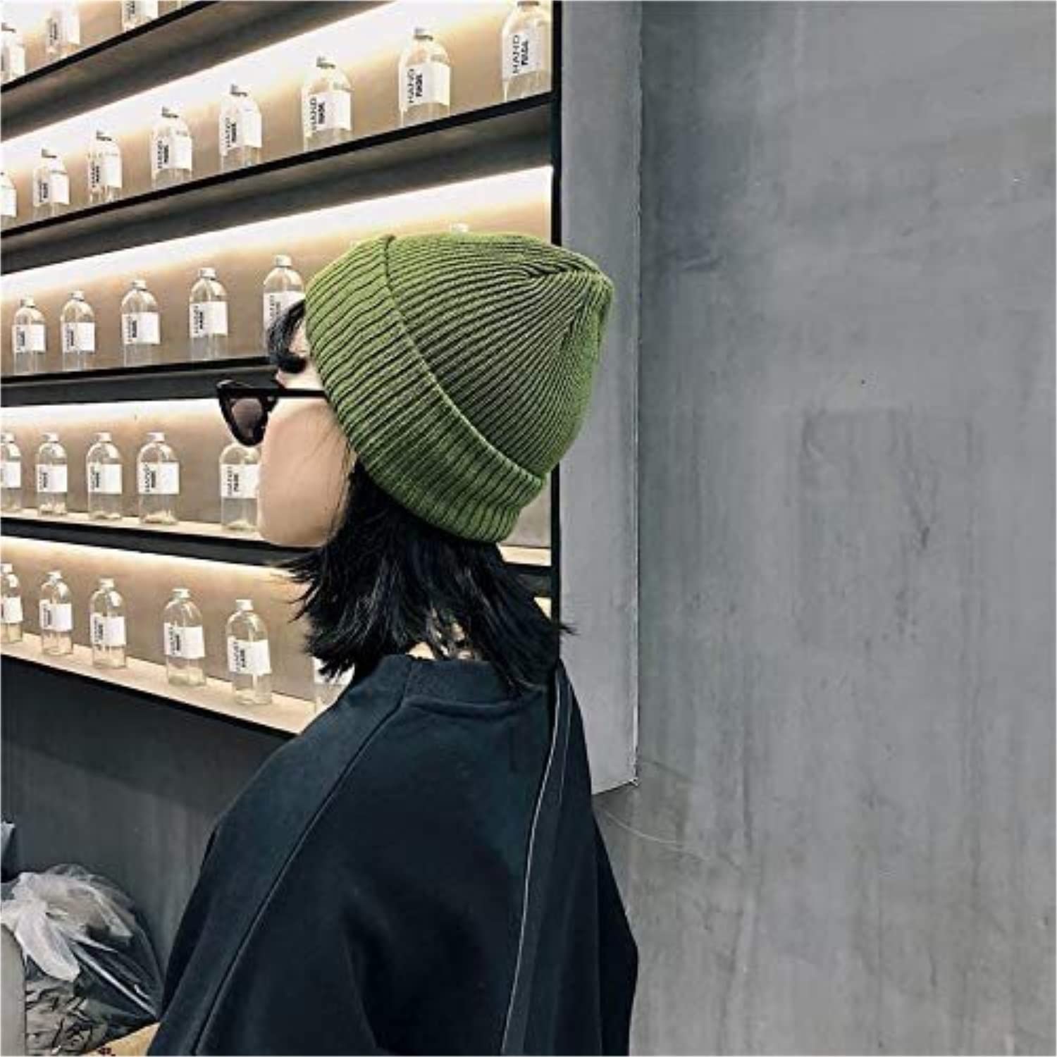 Gorro de Lana de Invierno cálido Verde para Mujeres y Hombres, Suave, para esquí, clásico (Talla única)